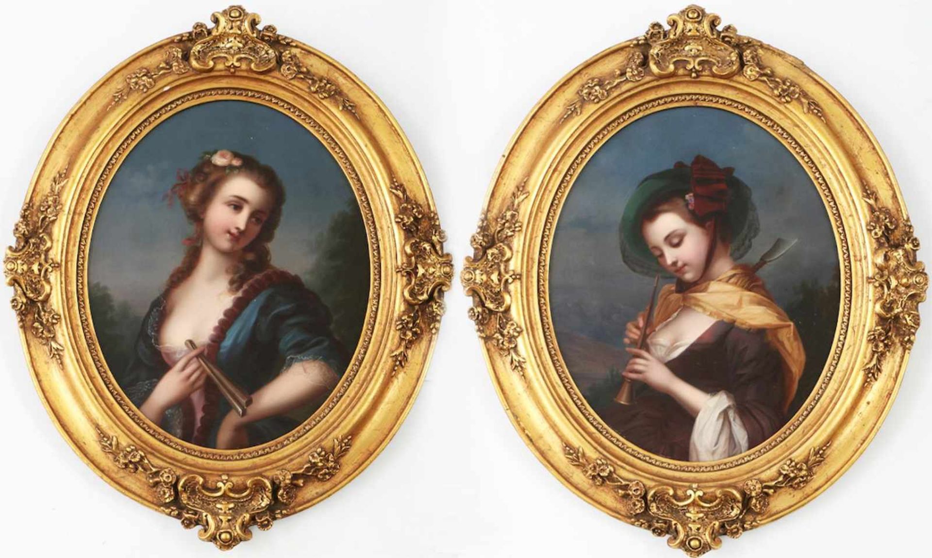 Wohl CHARLES BAXTER (1809 London - 1879 ebenda)Paar Gemälde, Öl auf Kupferplatte, ¨Porträts junger