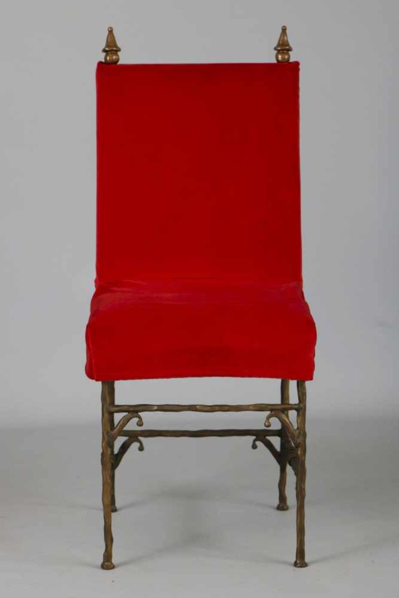 GAROUSTE & BONETTI Stuhl ¨Athena¨Bronze, poliert, roter Samtbezug, Entwurf Elizabeth Garouste & - Bild 2 aus 2