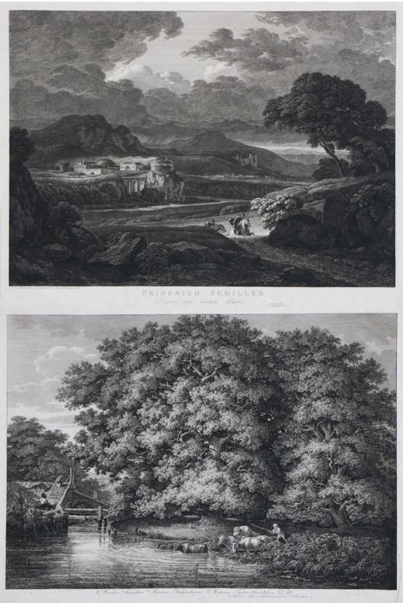 JOHANN CHRISTIAN REINHART (1761 Hof - 1847 Rom)Paar Radierungen, 1x ¨Die große heroische, Schiller