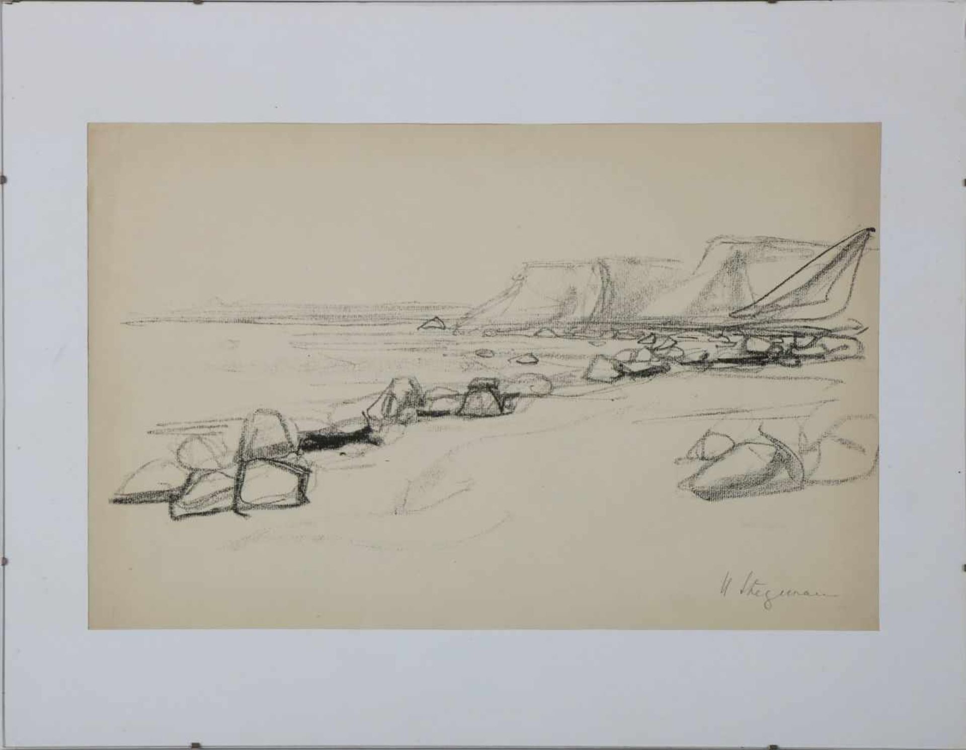 HEINRICH STEGEMANN (1888 Hamburg - 1945 ebenda)Lithografie, ¨Felsiger Strand¨, unten rechts