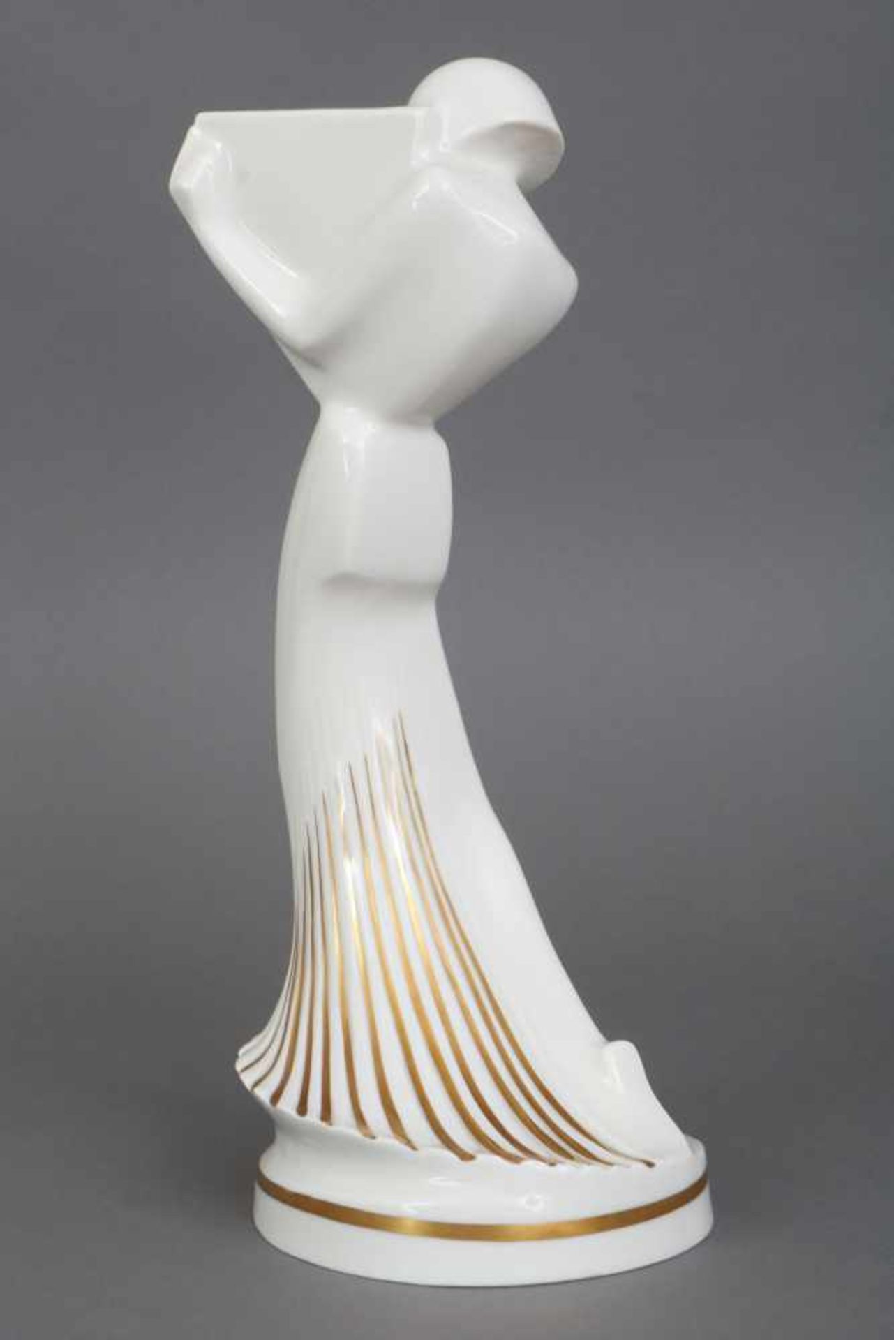 HUTSCHENREUTHER (Kunstabteilung Selb) Porzellanfigur ¨Art Deco Tänzerin mit Harfe¨Entwurf THEO - Bild 2 aus 3