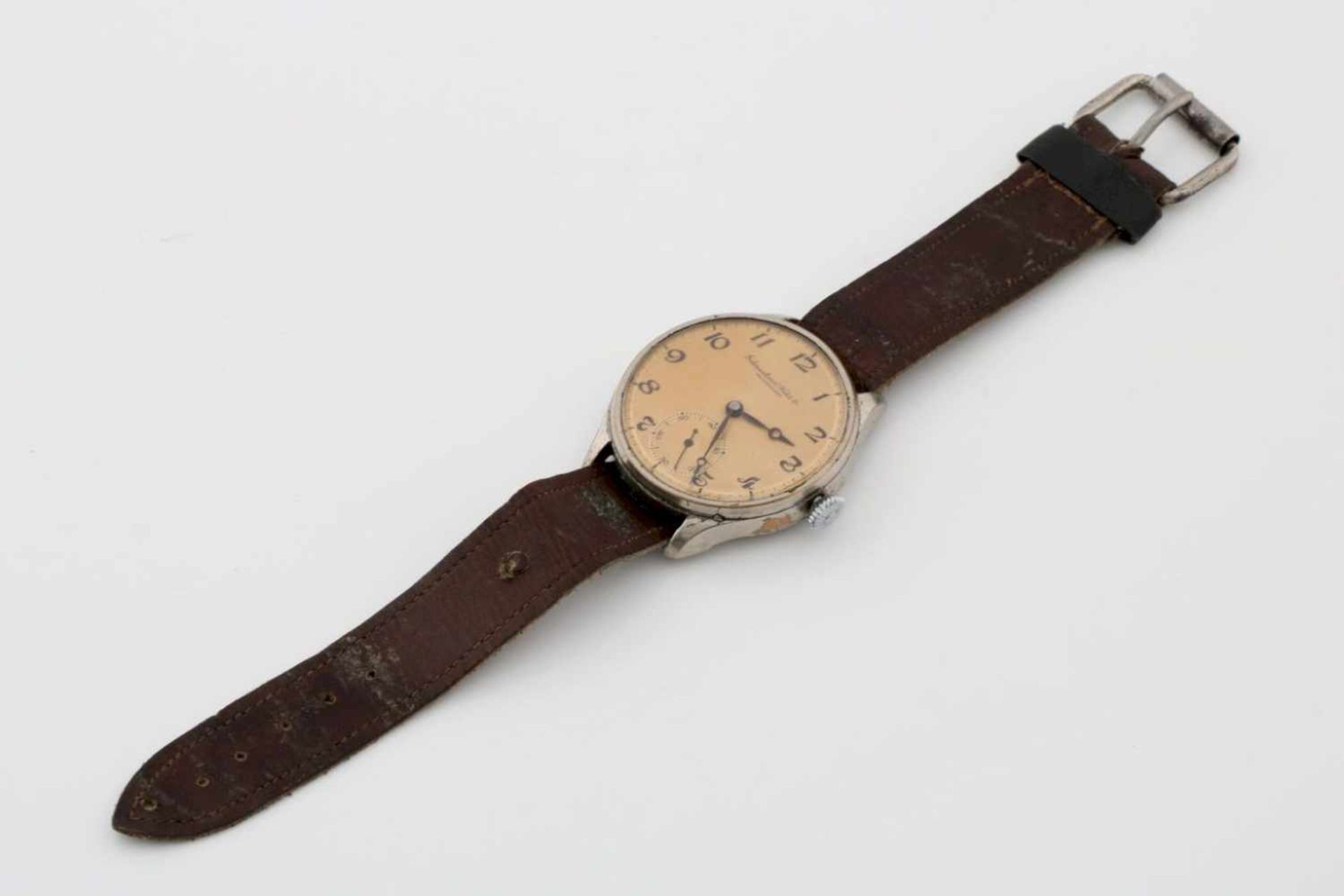 INTERNATIONAL WATCH COMPANY, Schaffhausen, militärische Beobachtungs-Armbanduhr, um 1920rundes, - Bild 2 aus 2