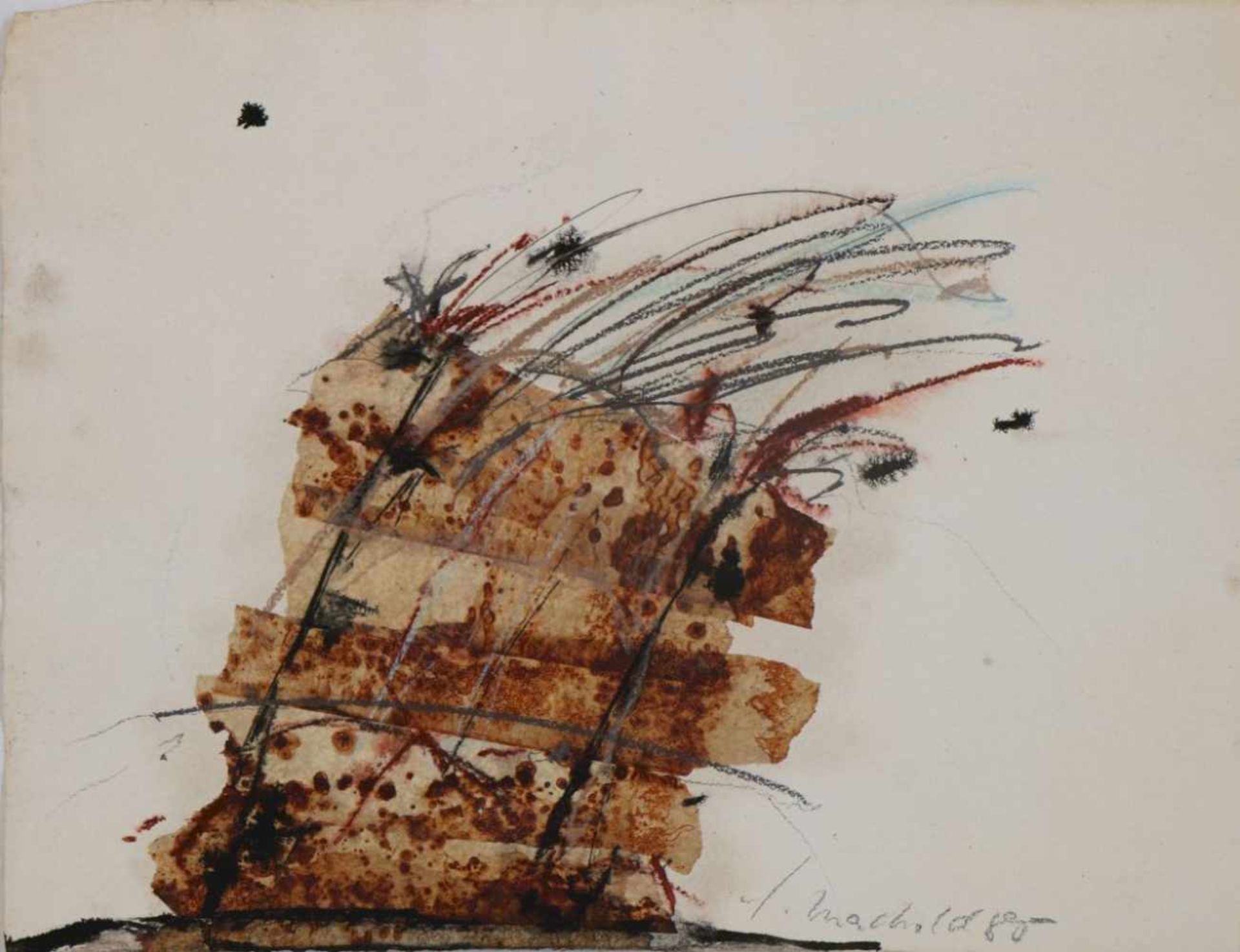 JORGE MACHOLD (1940 Chemnitz - 2015 Berlin)Mischtechnik/Collage, ¨Abstrakte Komposition mit