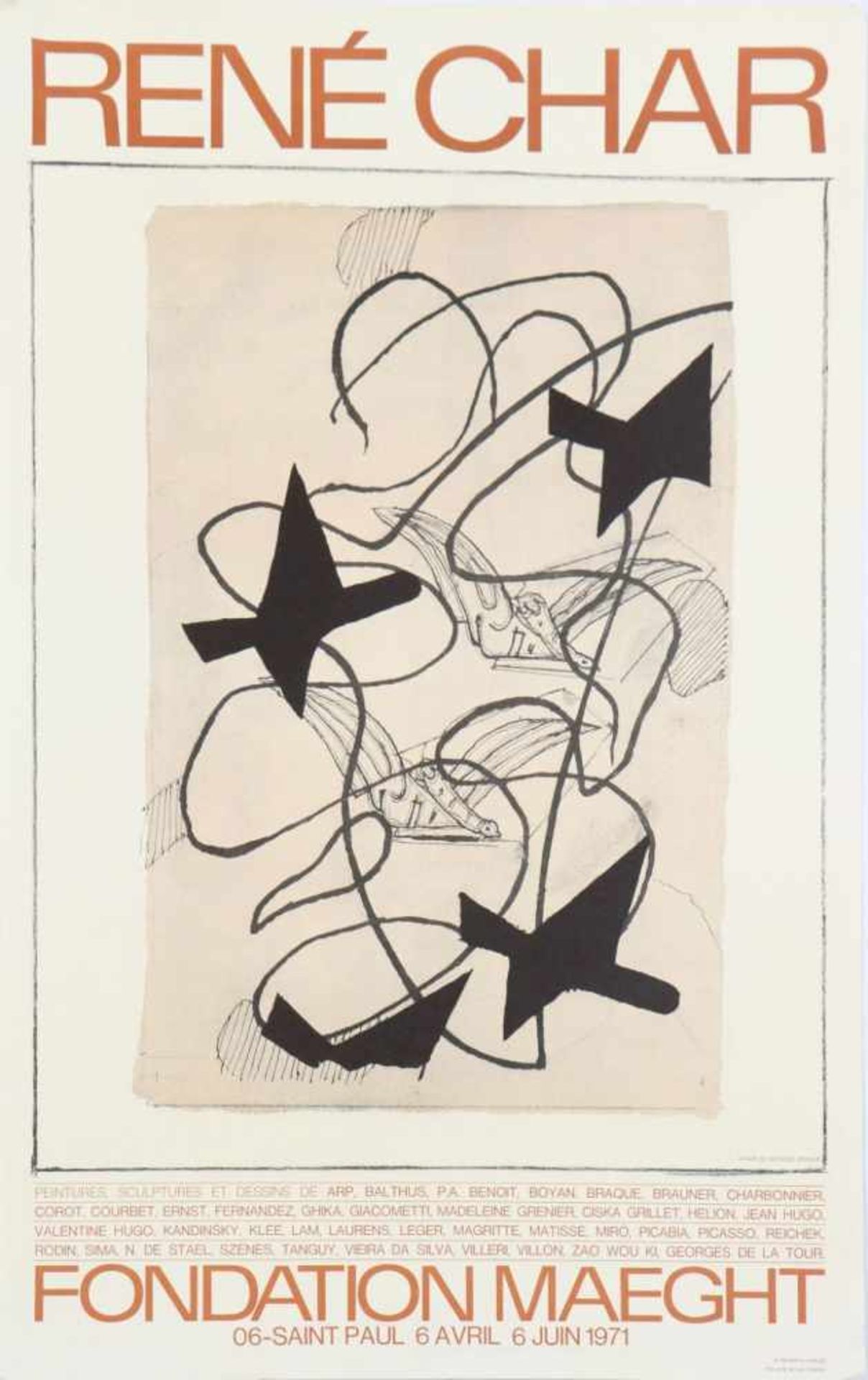 GEORGES BRAQUE (1882 Argenteuil - 1963 Paris)Ausstellungsplakat, ¨René Char. Fondation Maeght¨ (