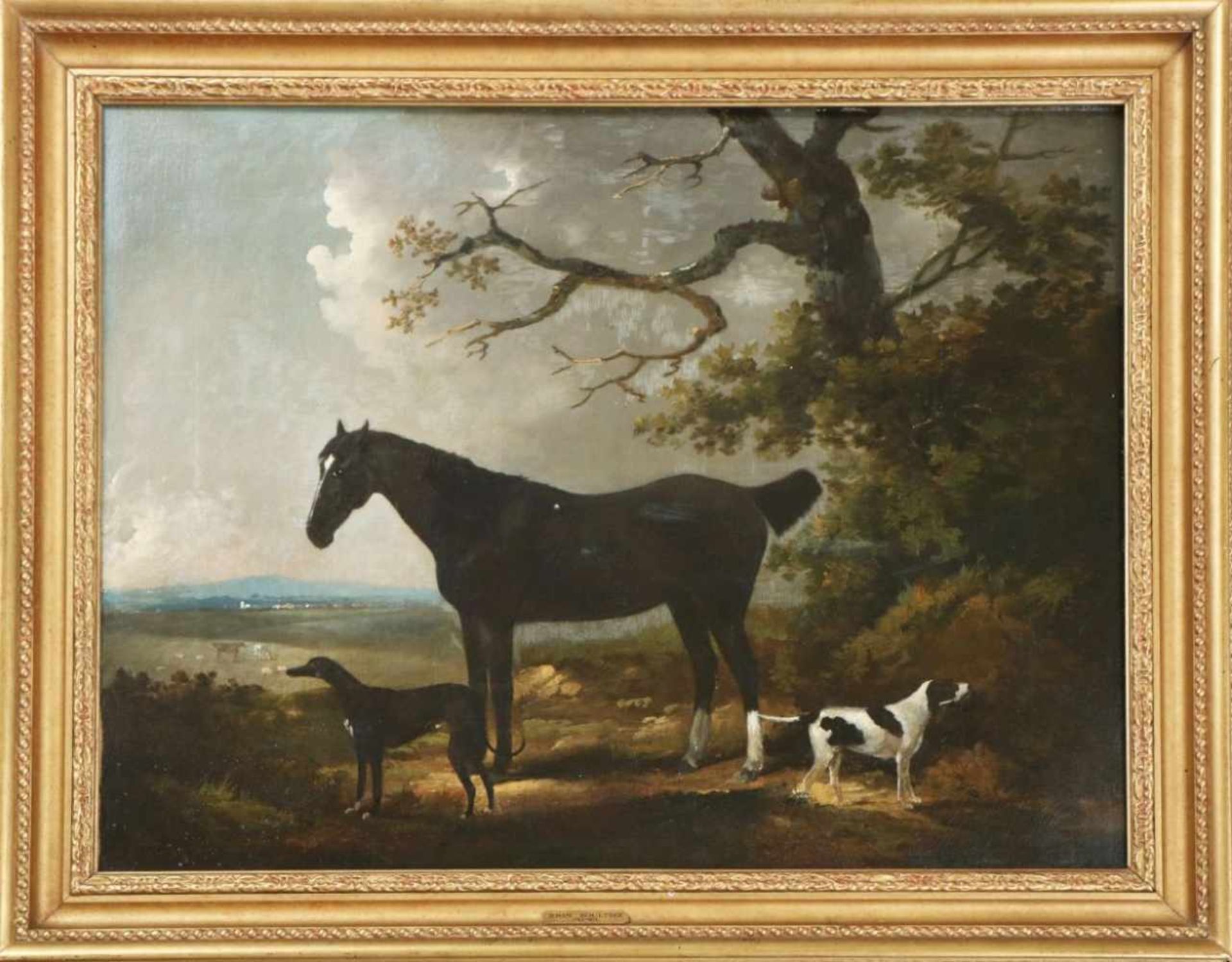 Zugeschrieben JOHN BOULTBEE (1753 Osgathorpe/UK - 1812 Liverpool)Öl auf Leinwand, ¨Schwarzes Pferd