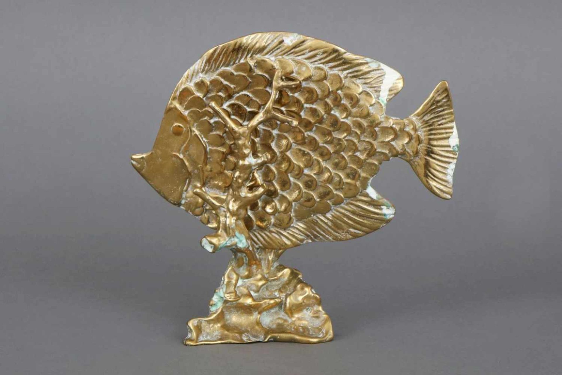 Dekorative Fisch-FigurMessing, 2-teilig, ¨Fisch über Seegras schwimmend¨, H ca. 20cm - Bild 2 aus 2