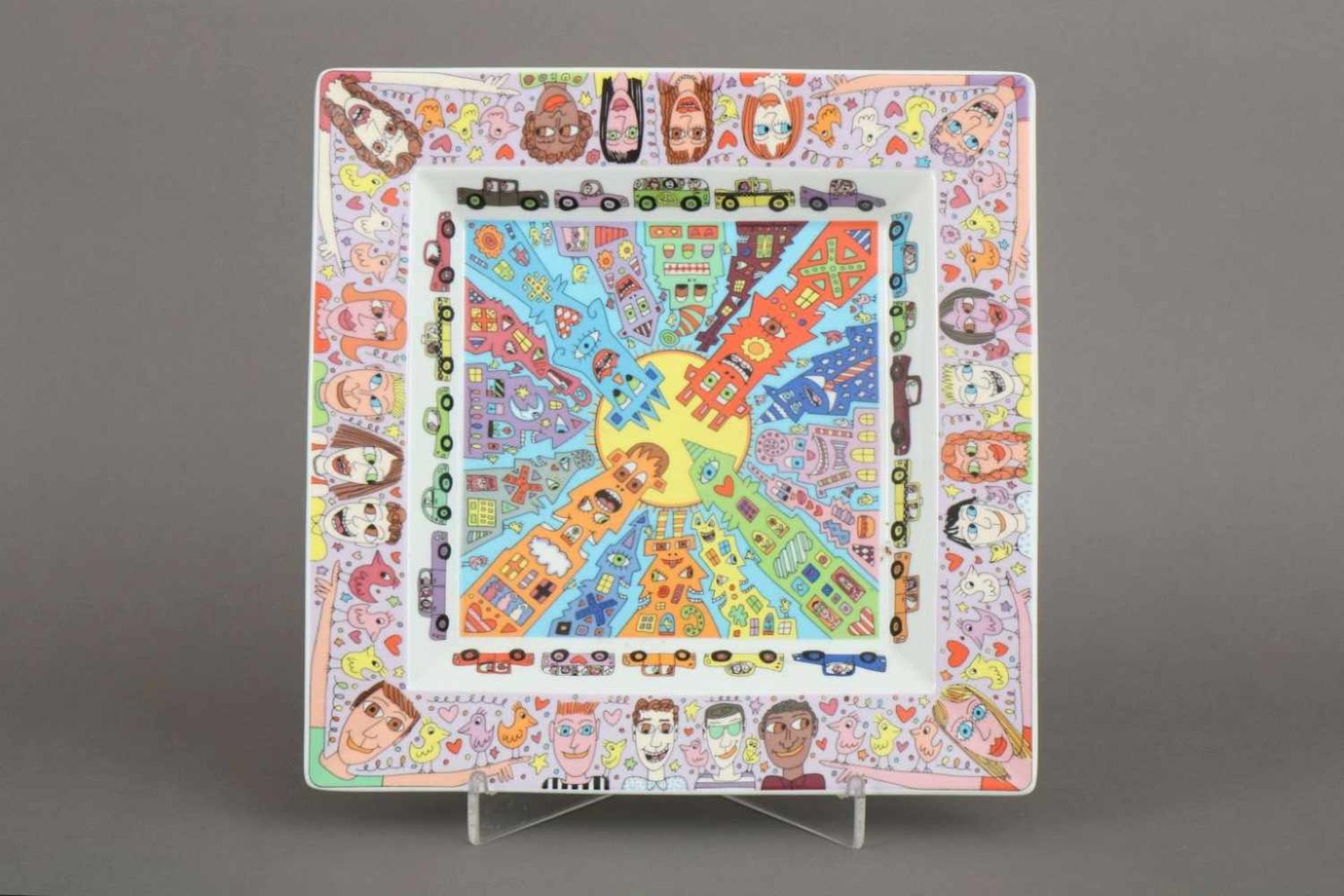 JAMES RIZZI PorzellantellerAusführung Rosenthal ¨Art Collection¨, Modell Nr. 1, eckige, vertiefte