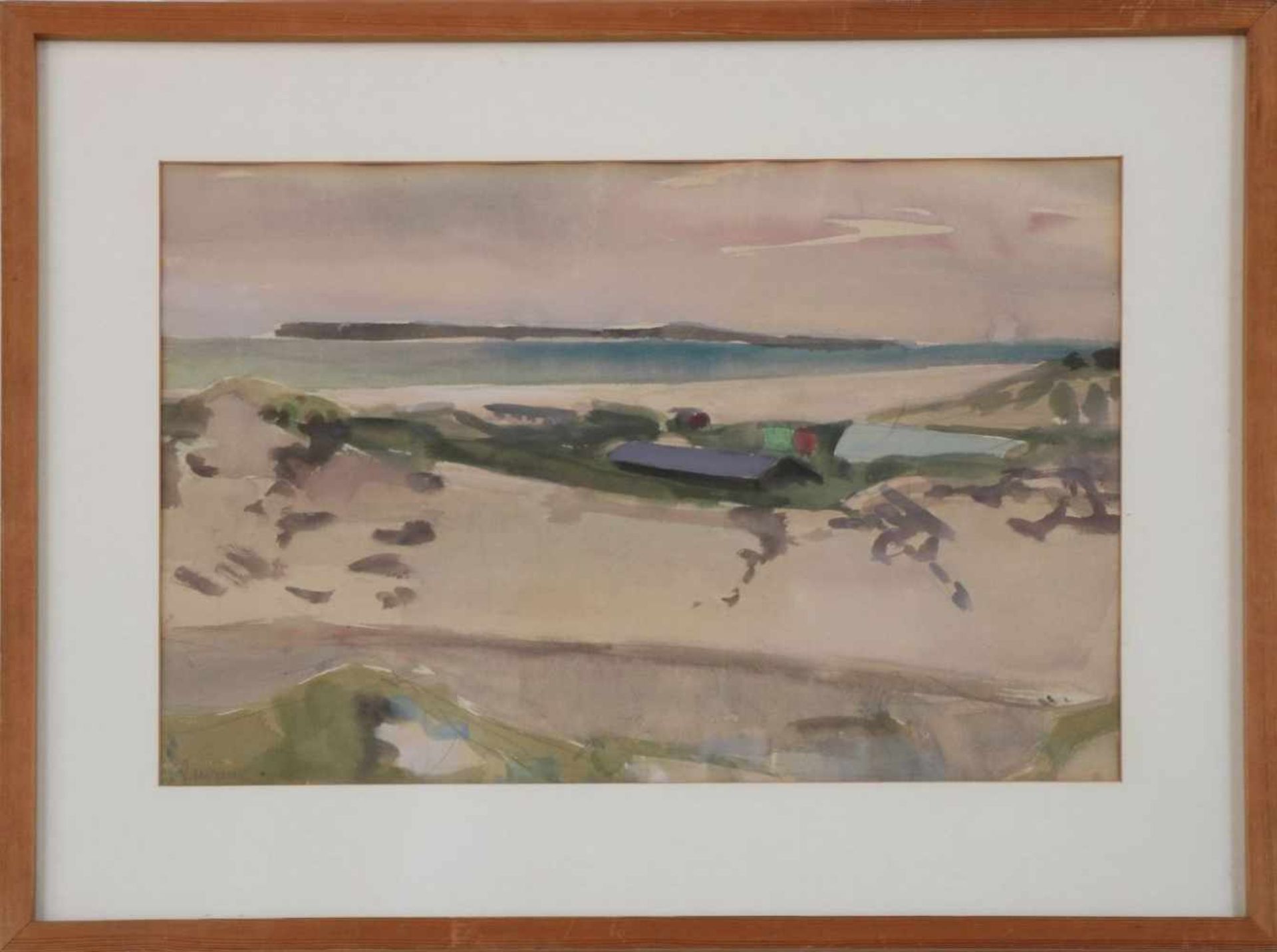 Wohl ERICH HARTMANN (1886 Elberfeld – 1974 Sylt)Aquarell und Bleistift auf Papier, ¨Strand auf