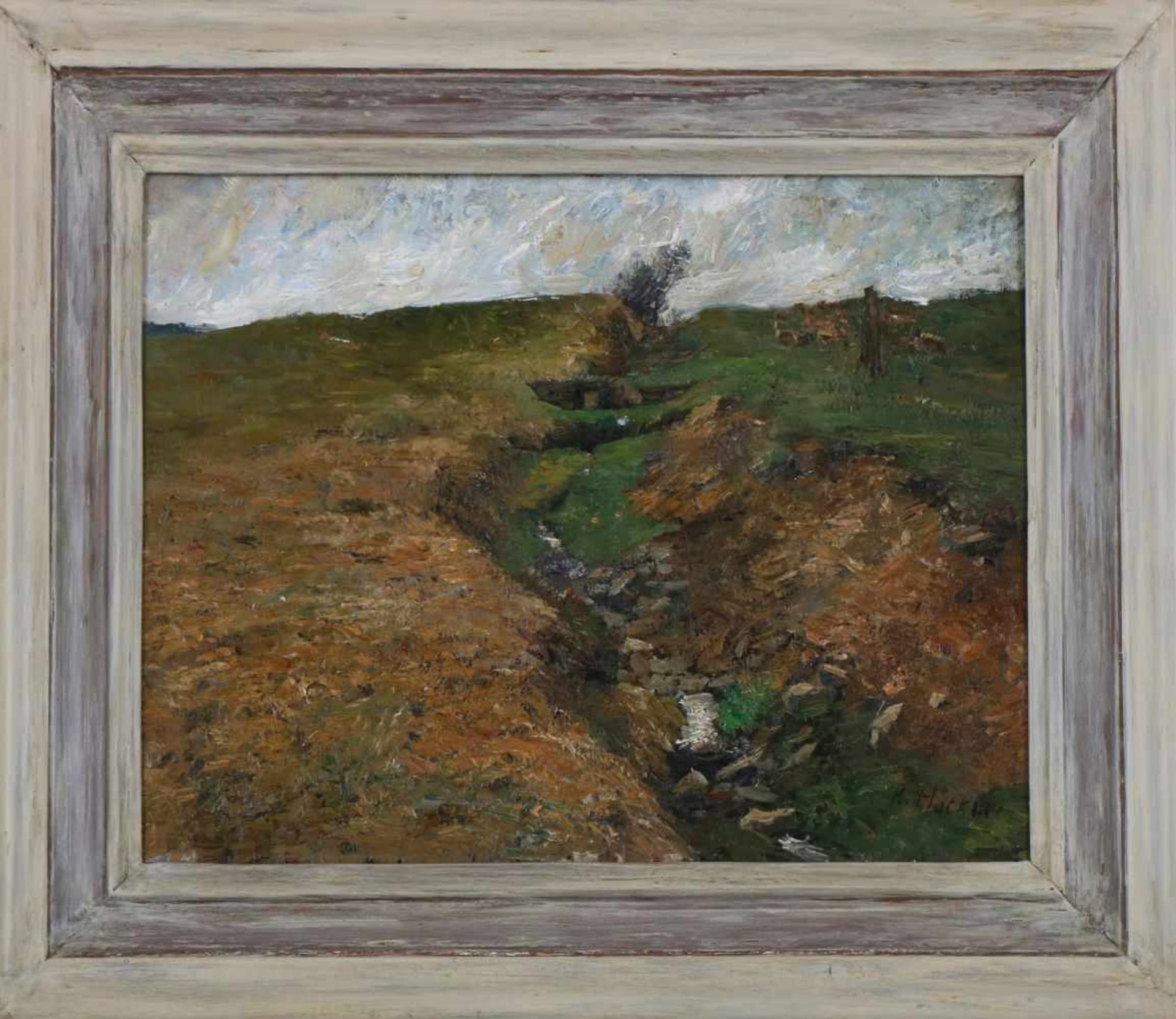 RUDOLF HÖCKNER (1864 Wolkenstein - 1942 Bad Mergentheim)Öl auf Platte, ¨Weite Landschaft (bei - Bild 2 aus 4
