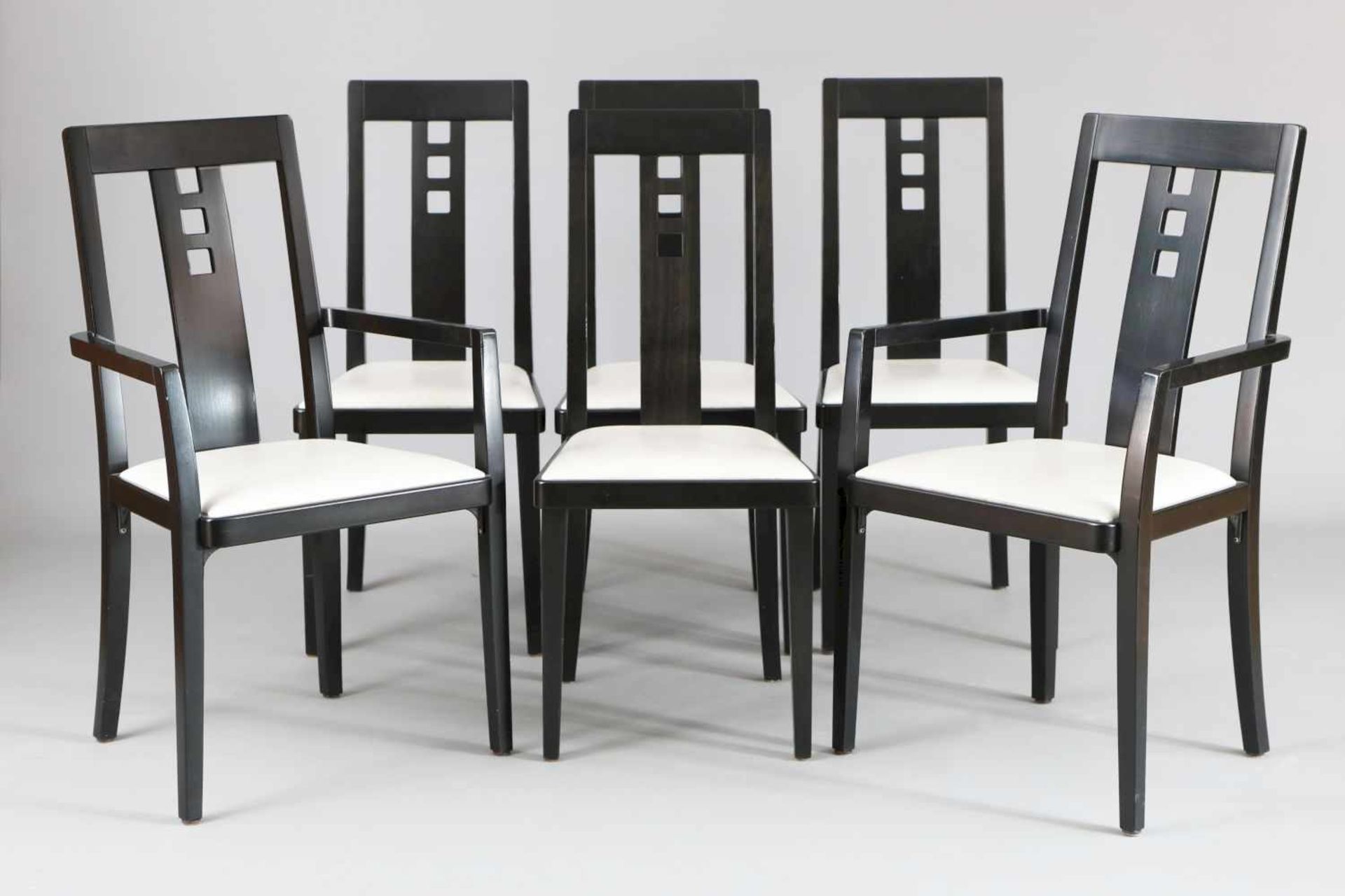 THONET Esszimmer im Stile Charles MackintoshAusführung um 1980, schwarz lackiertes Buchenholz, - Image 4 of 6