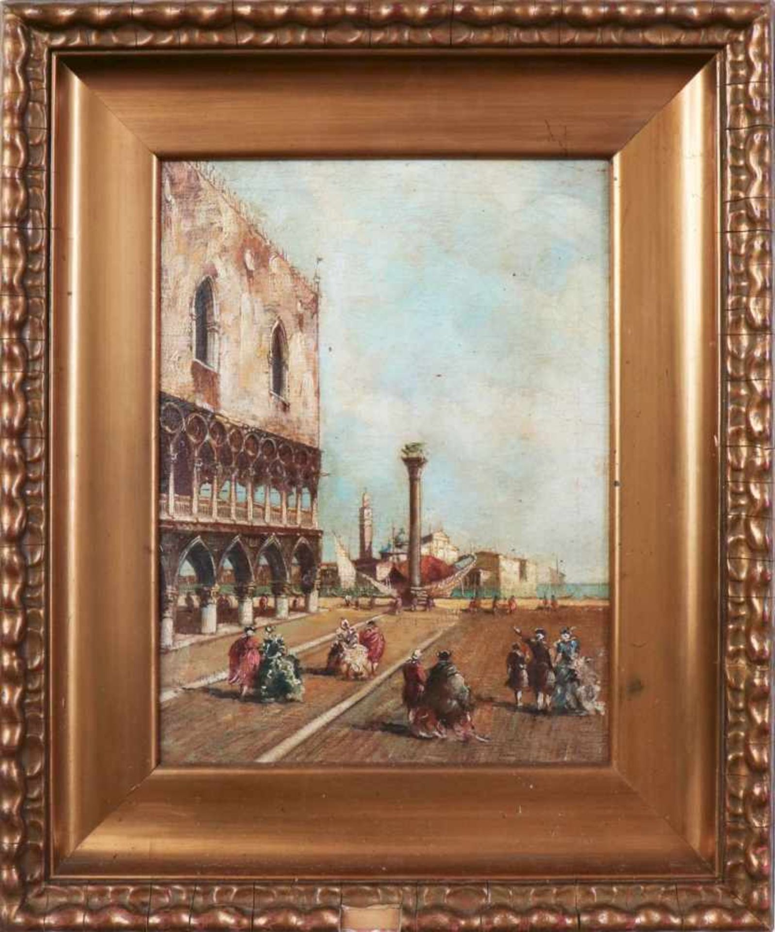 ANONYMER KÜNSTLER des 18. JahrhundertsÖl auf Leinwand, ¨Piazzetta San Marco mit Figuren in - Image 2 of 2