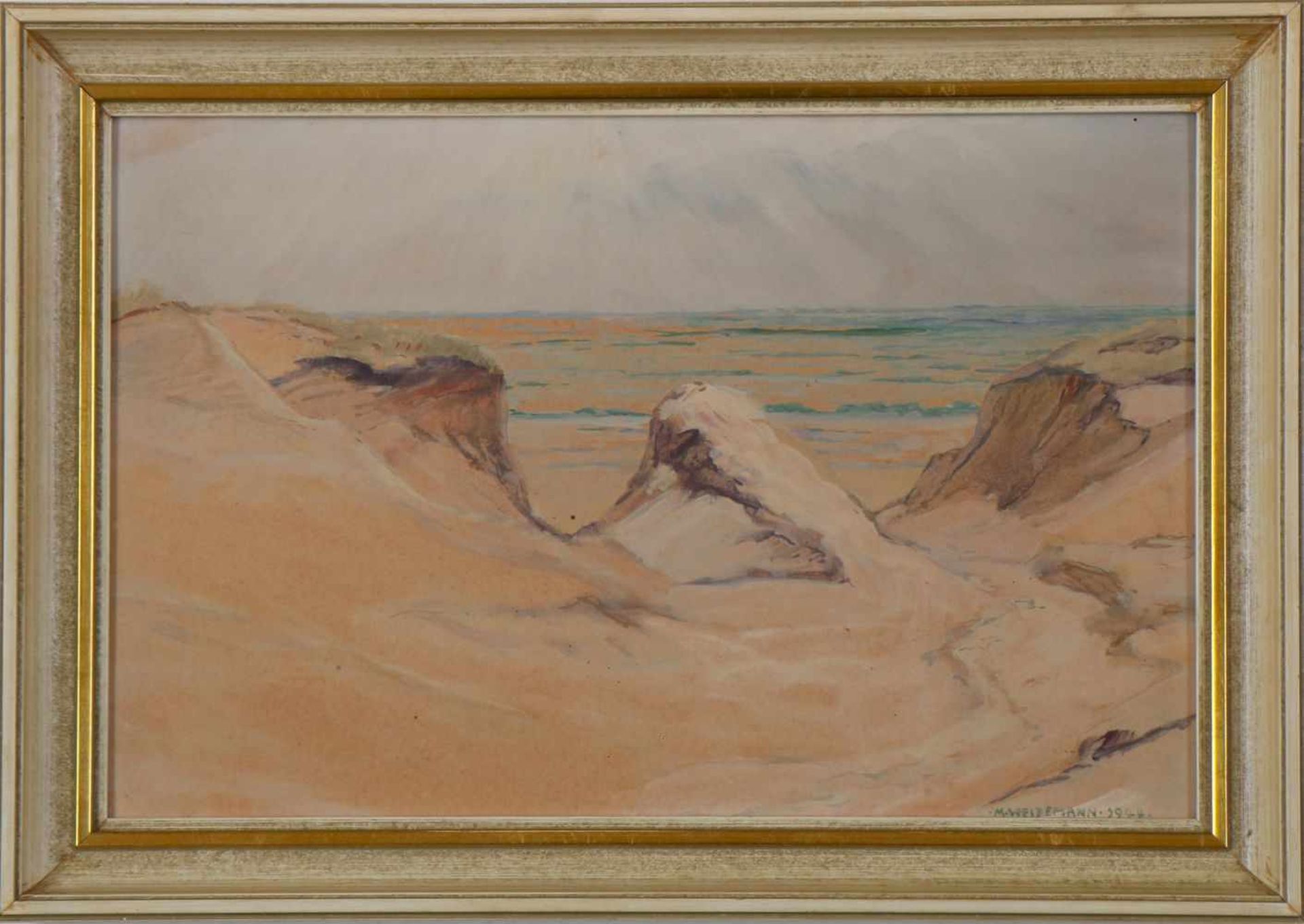 MAGNUS WEIDEMANN (1880 Hamburg - 1967 Keitum)Aquarell auf Karton, ¨Nordseestrand (Sylt)¨ (verso