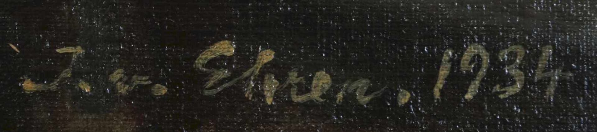 JULIUS VON EHREN (1864 Altona - 1944 Hamburg)Öl auf Leinwand (auf Holz montiert), ¨Hof in Alt- - Image 4 of 4