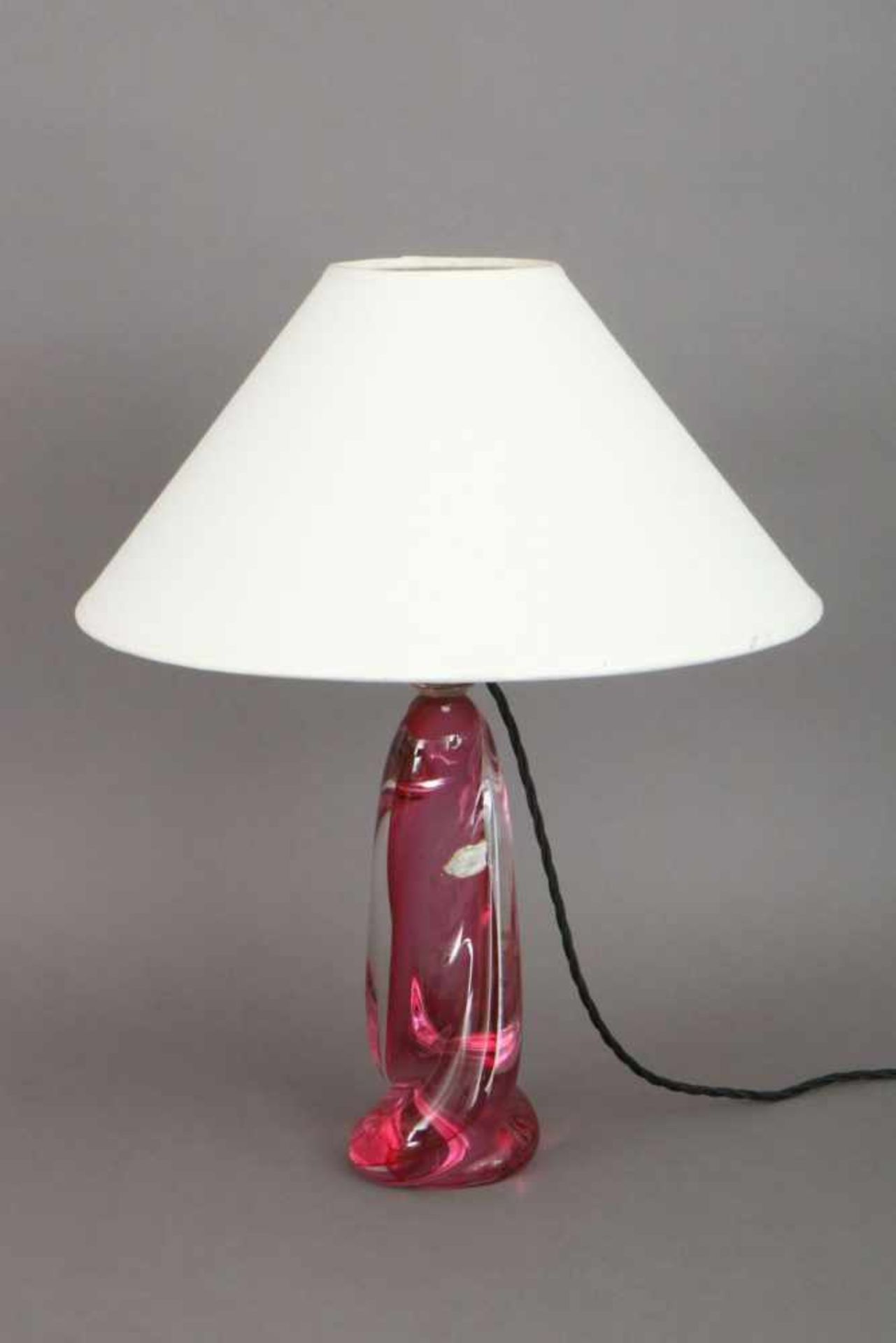 VAL ST. LAMBERT Lampenfußfarbloses und rosa-farbenes Glas, gedrehte Keulenform, 1-flammig - Image 2 of 9