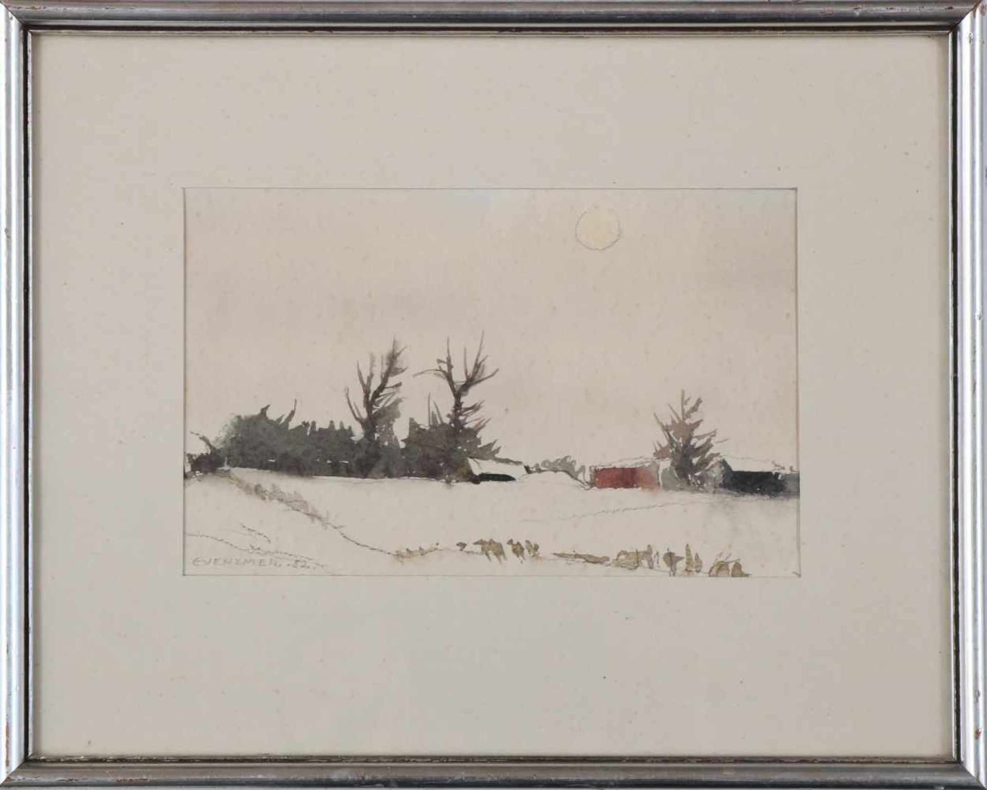 ERICH VENZMER (1893 Rostock - 1975 Mainz)Aquarell- und Bleistiftzeichnung, ¨Winterlandschaft¨, unten