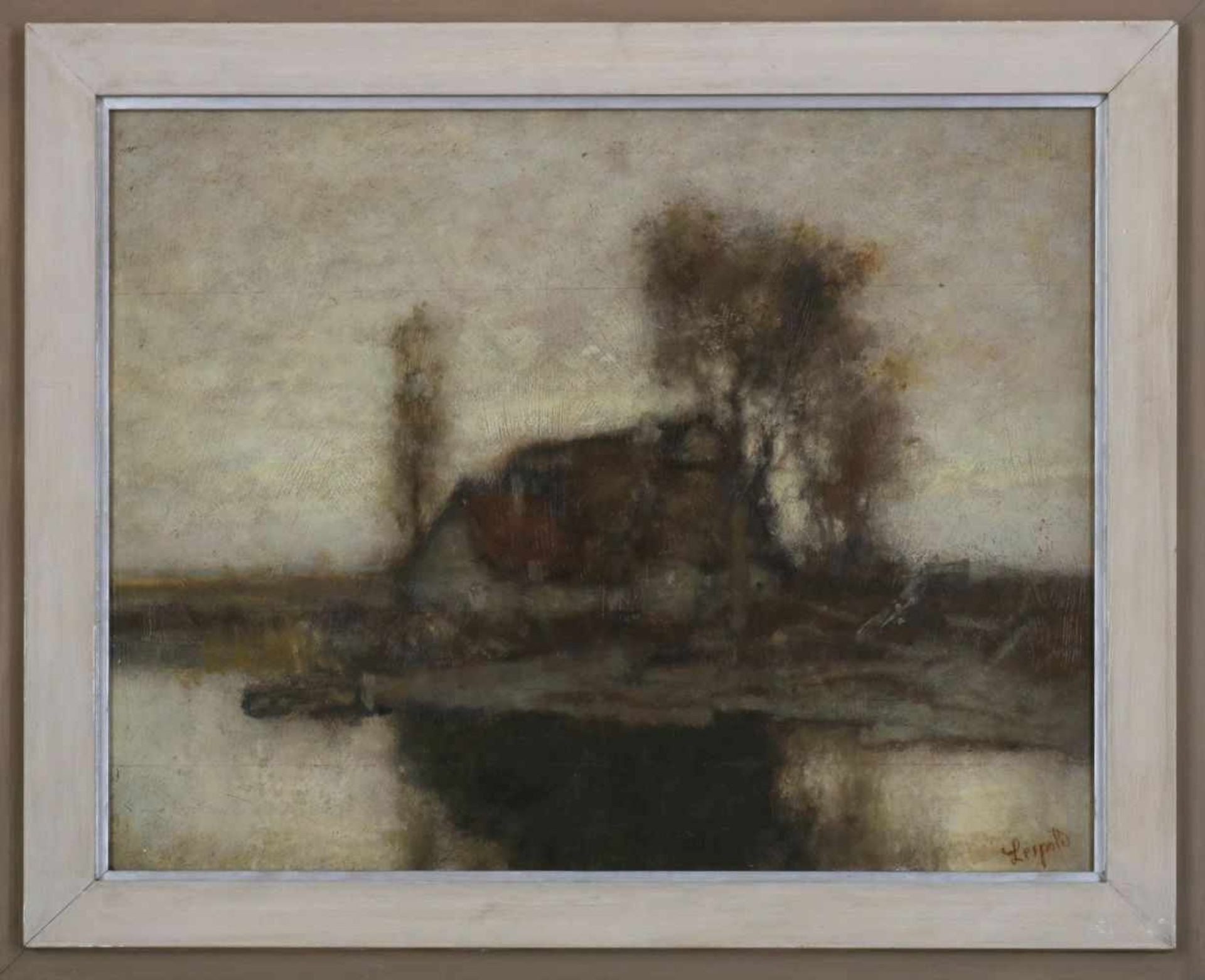 KARL LEIPOLD (1864 Duisburg - 1943 Würzburg)Öl auf Holz, ¨Gehöft in winterlicher Landschaft¨,