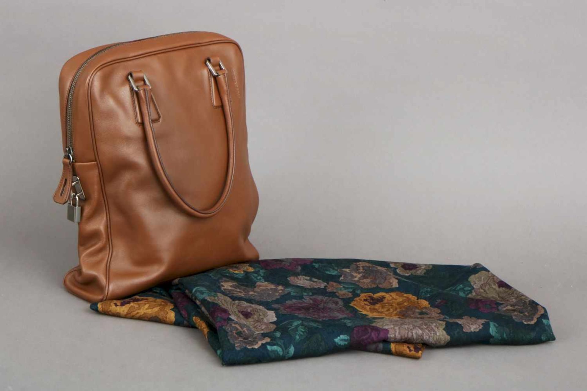 JIL SANDER Tasche und Tuchhellbraunes Leder, hochrechteckige Form mit Reißverschluss, 2 kurze - Bild 2 aus 6