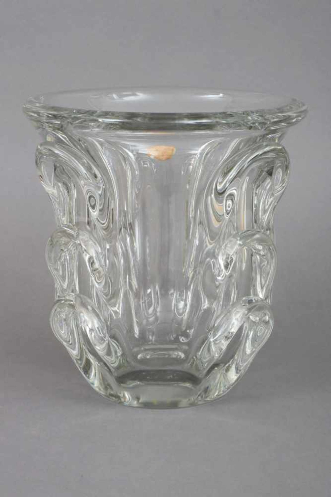 VAL ST. LAMBERT Glasvasefarbloses, dickwandiges Glas, Belgien, um 1960, kelchförmiger Korpus, - Bild 2 aus 4