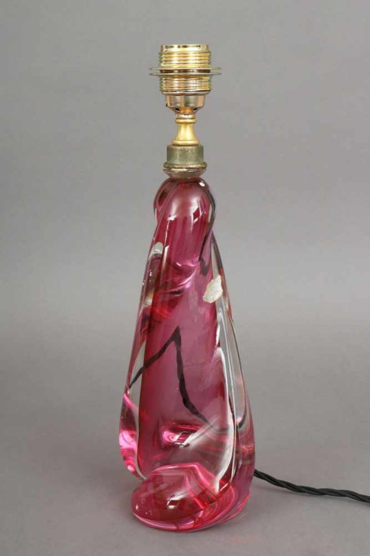 VAL ST. LAMBERT Lampenfußfarbloses und rosa-farbenes Glas, gedrehte Keulenform, 1-flammig - Image 8 of 9