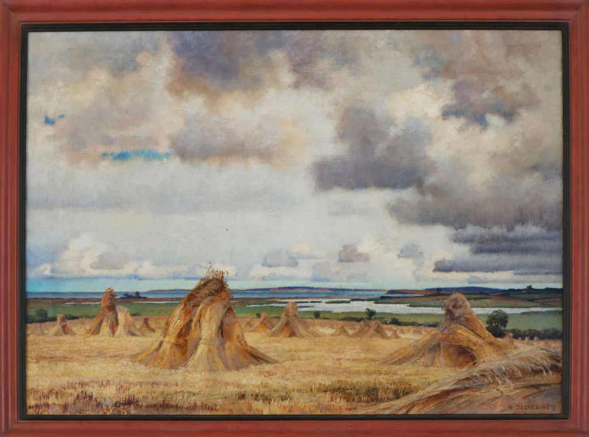 KARL DECKER (1906 Friedland - 2003 Stöfs)Öl auf Leinwand, ¨Weite norddeutsche Landschaft mit - Image 2 of 4