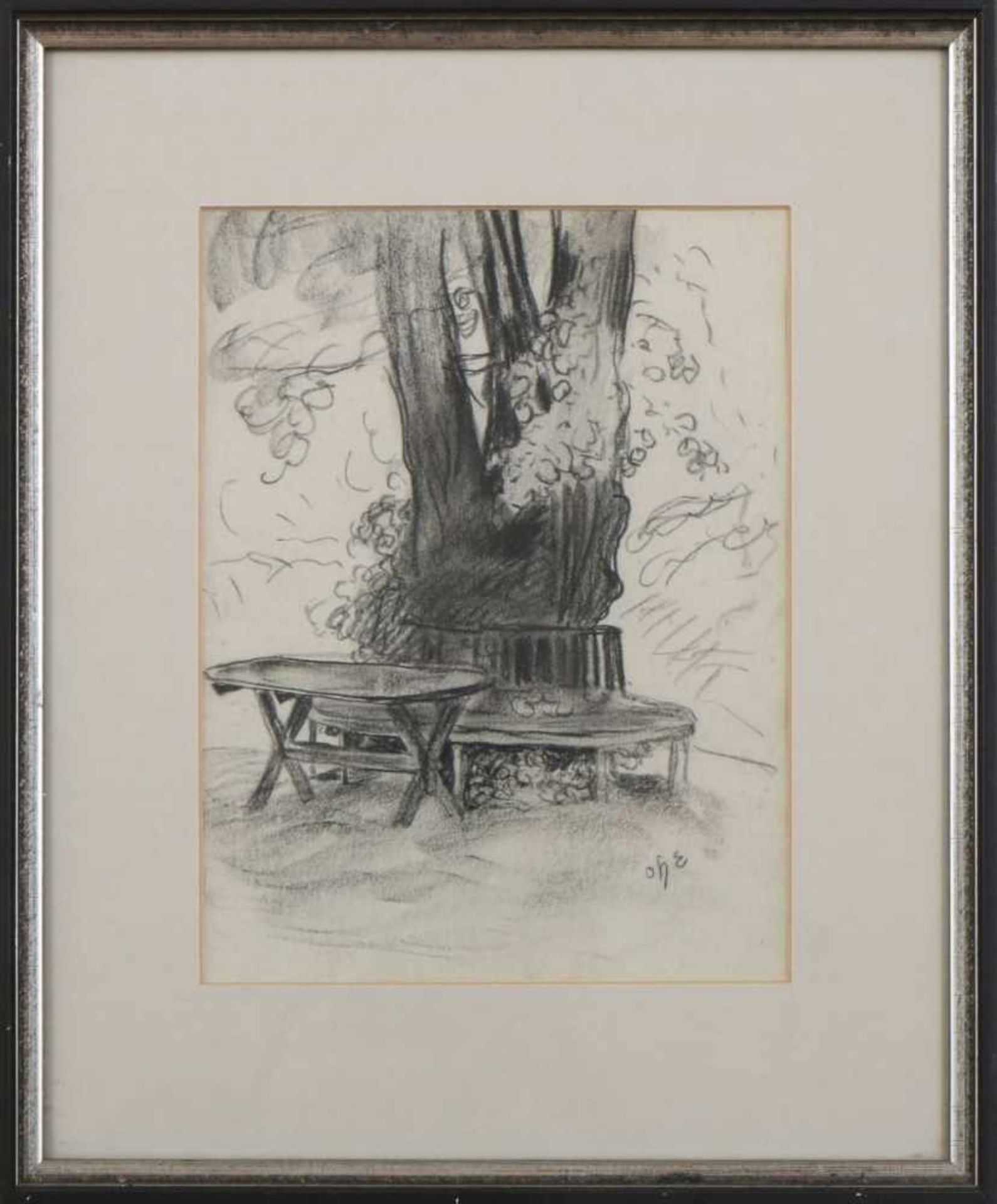 OTTO HEINRICH ENGEL (1866 Erbach/Odenwald - 1949 Glücksburg)Kohlezeichnung auf Papier, ¨Baum mit