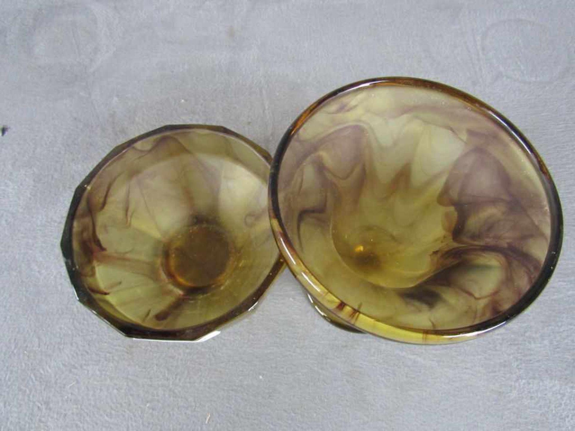 2 Teile Glas Art Deco Braun marmoriert - Bild 2 aus 2