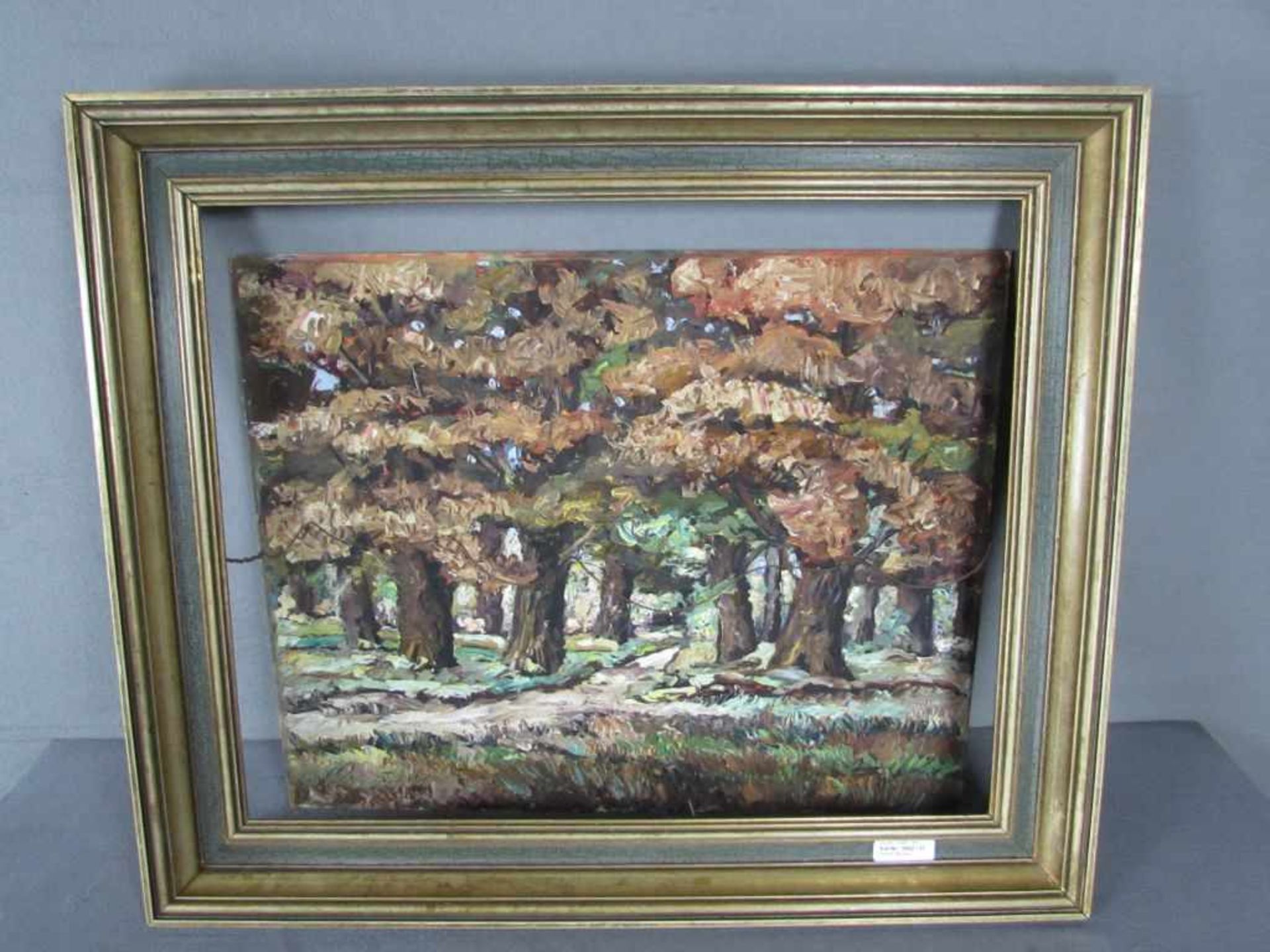 Ölgemälde Öl auf HF Rauenburg o.ä signiert .Wald im Herbst in Misch- bzw. Spachteltechnik 75X63cm - Bild 2 aus 4