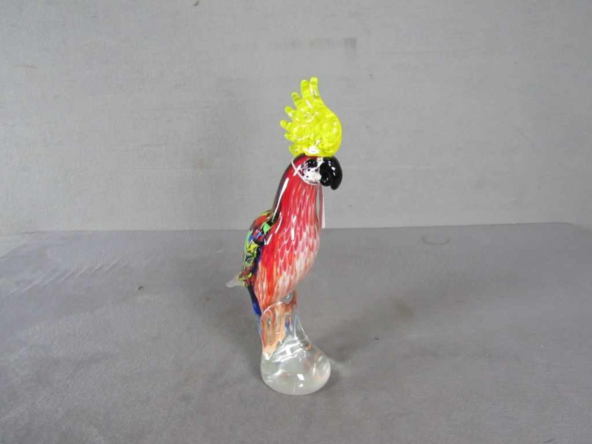 Glasskulptur wohl Murano, farbenfroh hier Kakadu, H:33cm