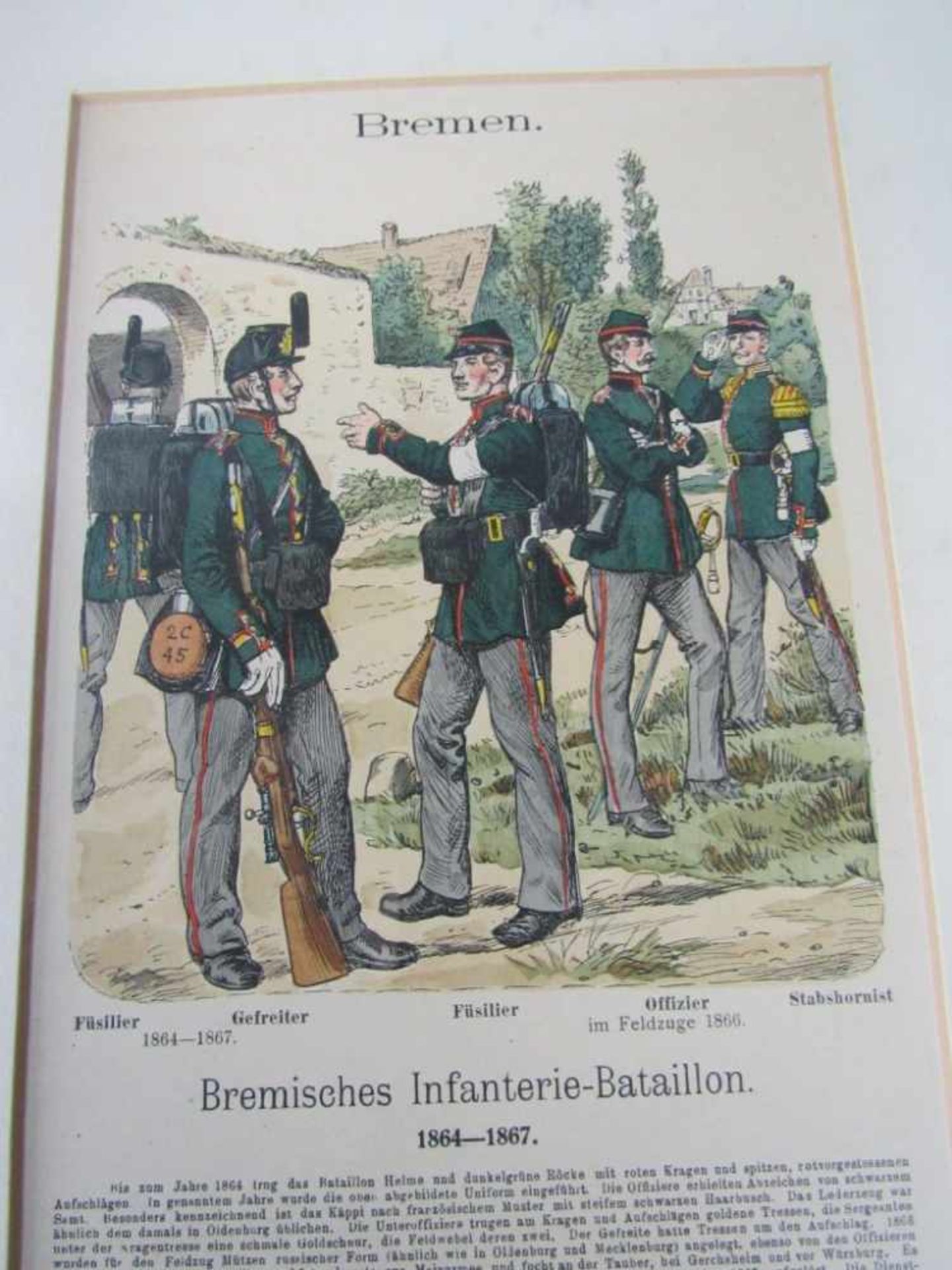 Colourierte Grafiken militärisch gerahmt ca. 28x35cm 8 Stück - Bild 3 aus 5