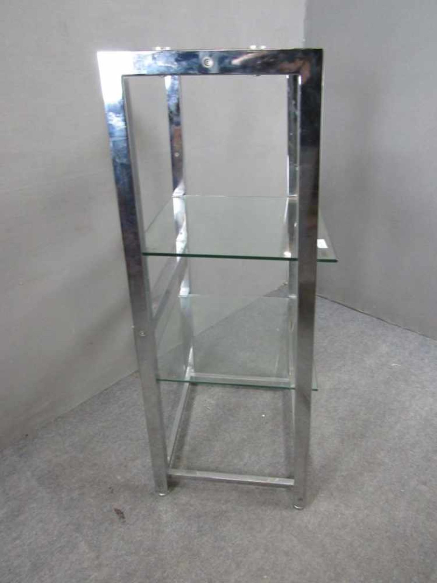 Designerregal verchromtes Metall mit Glasböden ca. 116x54x44cm - Bild 3 aus 3