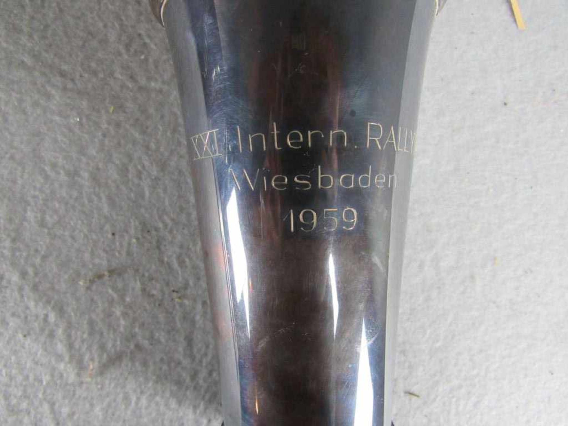 Pokal Porsche 356 Internationale Rally Wiesbaden 1959 925er Silber 203 Gramm - Bild 2 aus 2