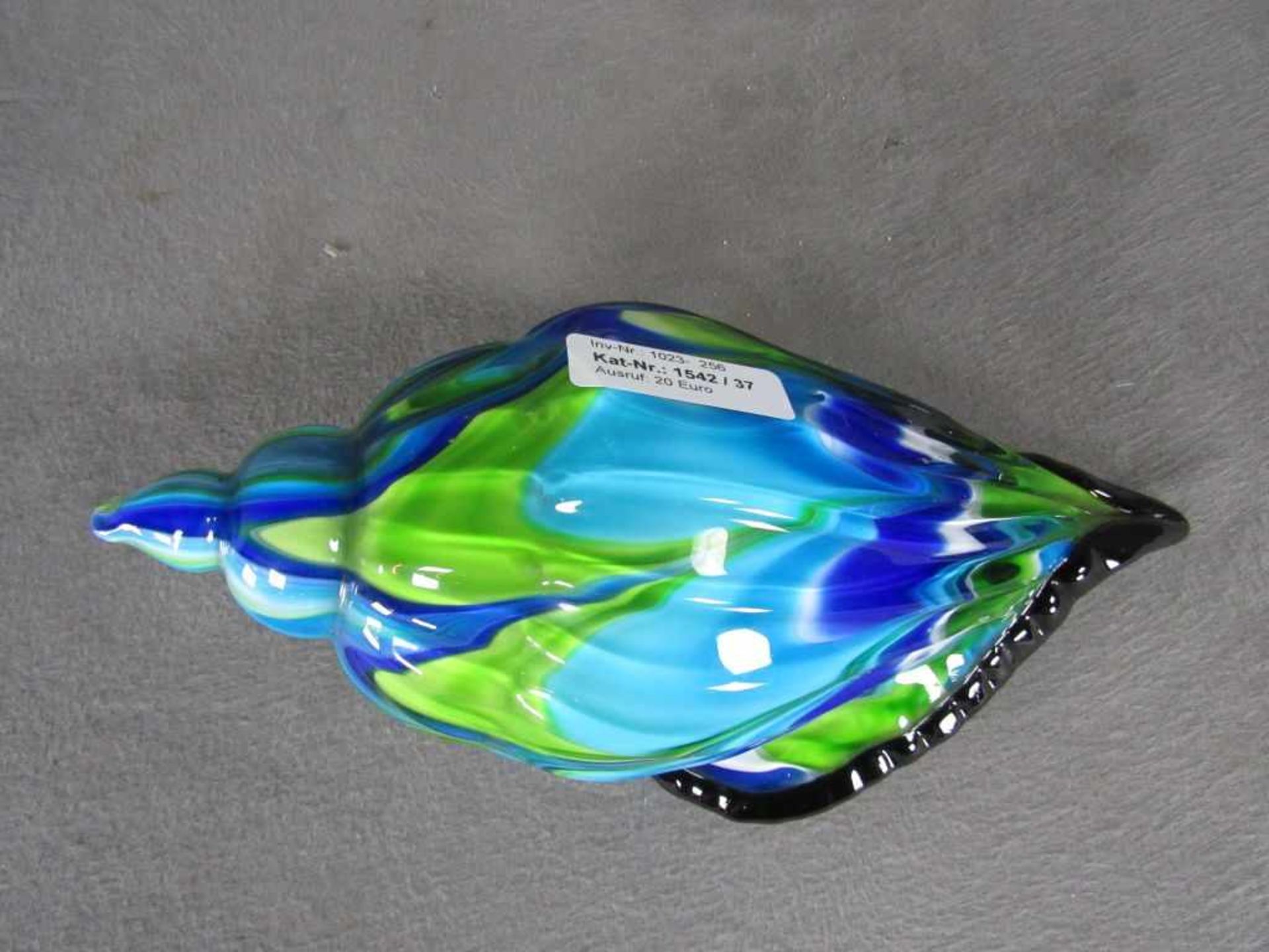Glasmuschel innen Flitter, evtl. Murano L:30cm, farbenfroh - Bild 2 aus 3