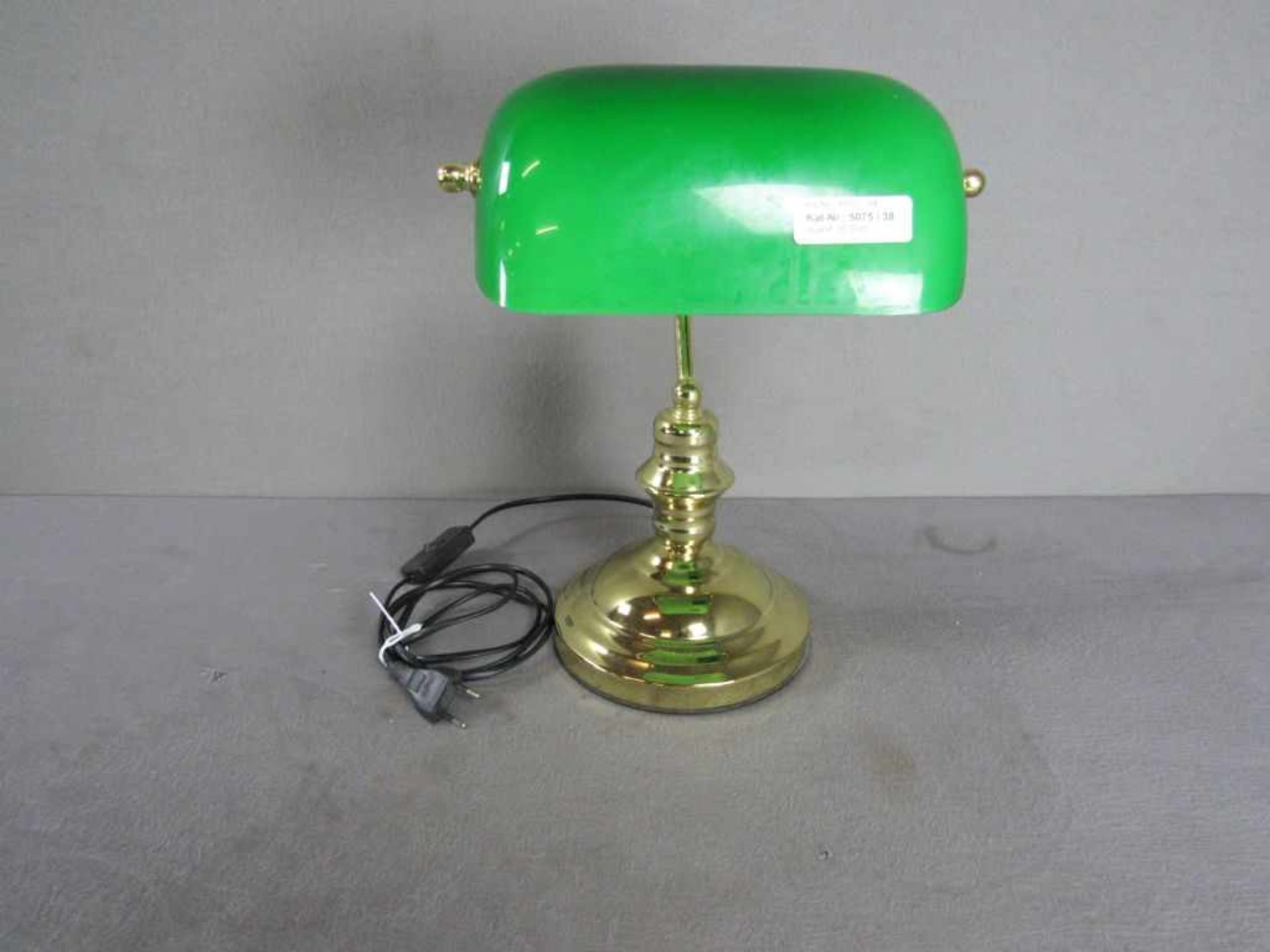 Bankerlampe Tischlampe Messing und Glas 36cm hoch