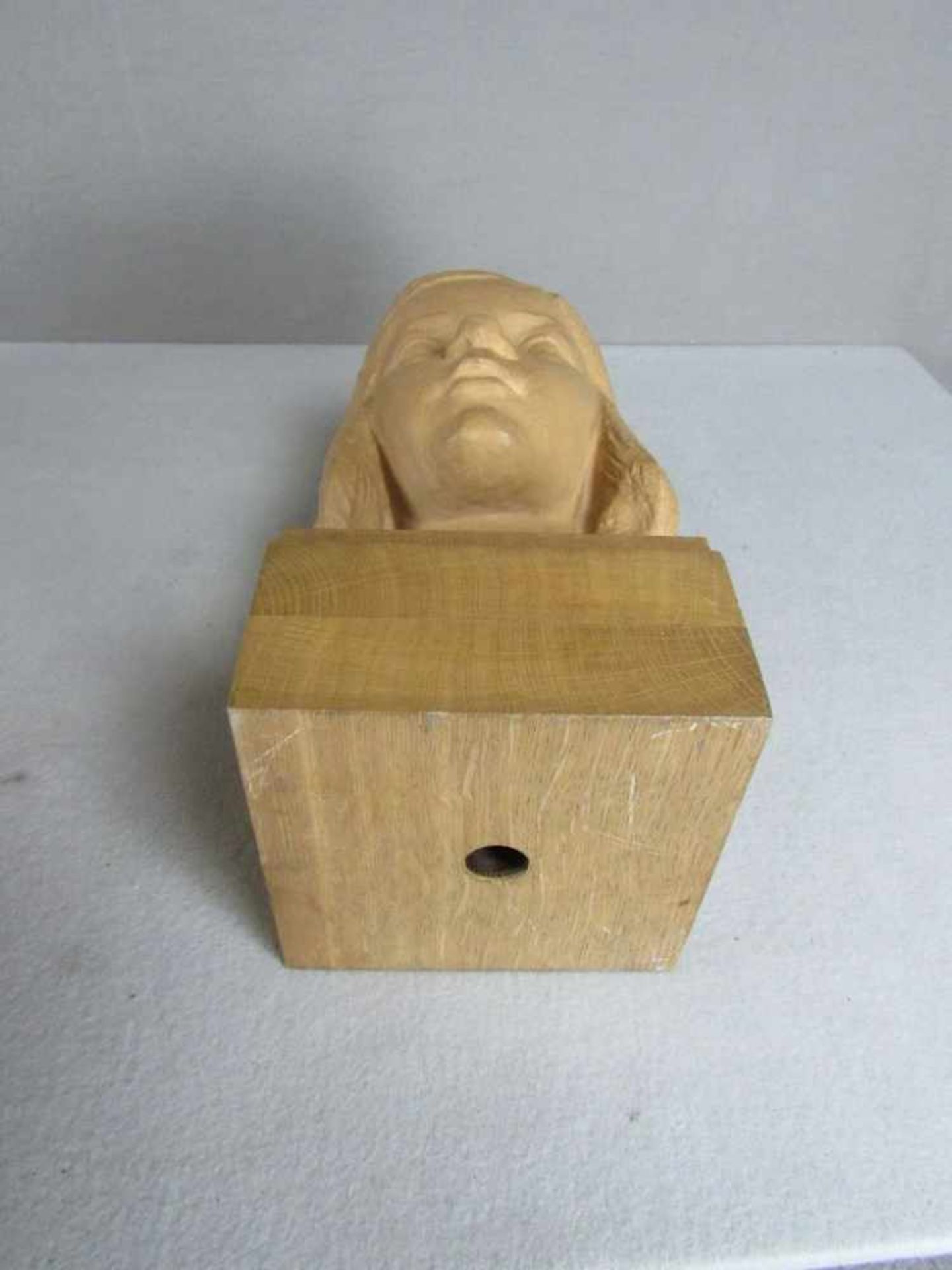Büste Kopf auf Holzsockel Keramik Worpswede Höhe:40cm unsigniert - Bild 3 aus 3