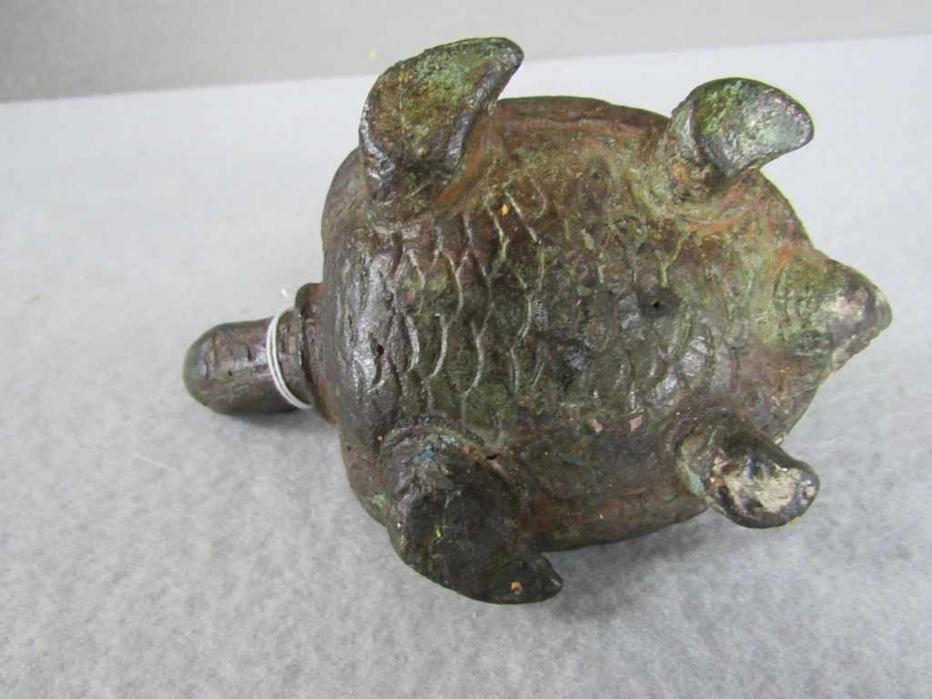 Bronzeskulptur asiatisch Schildkröte 13,5cm lang - Bild 3 aus 3