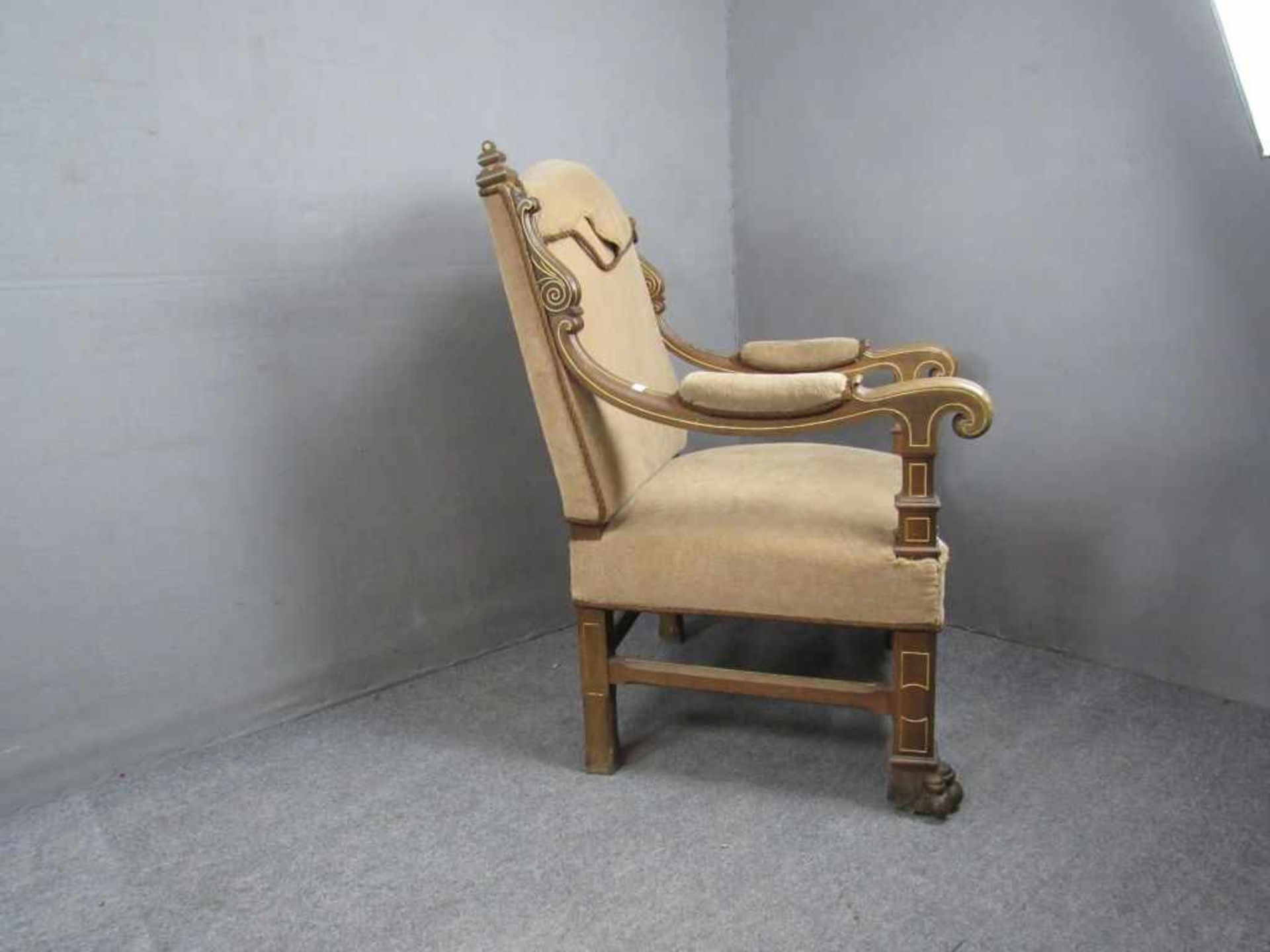 4 antike Armlehnenstühle Barock bedürfen Restauration wobei komplett - Bild 4 aus 5