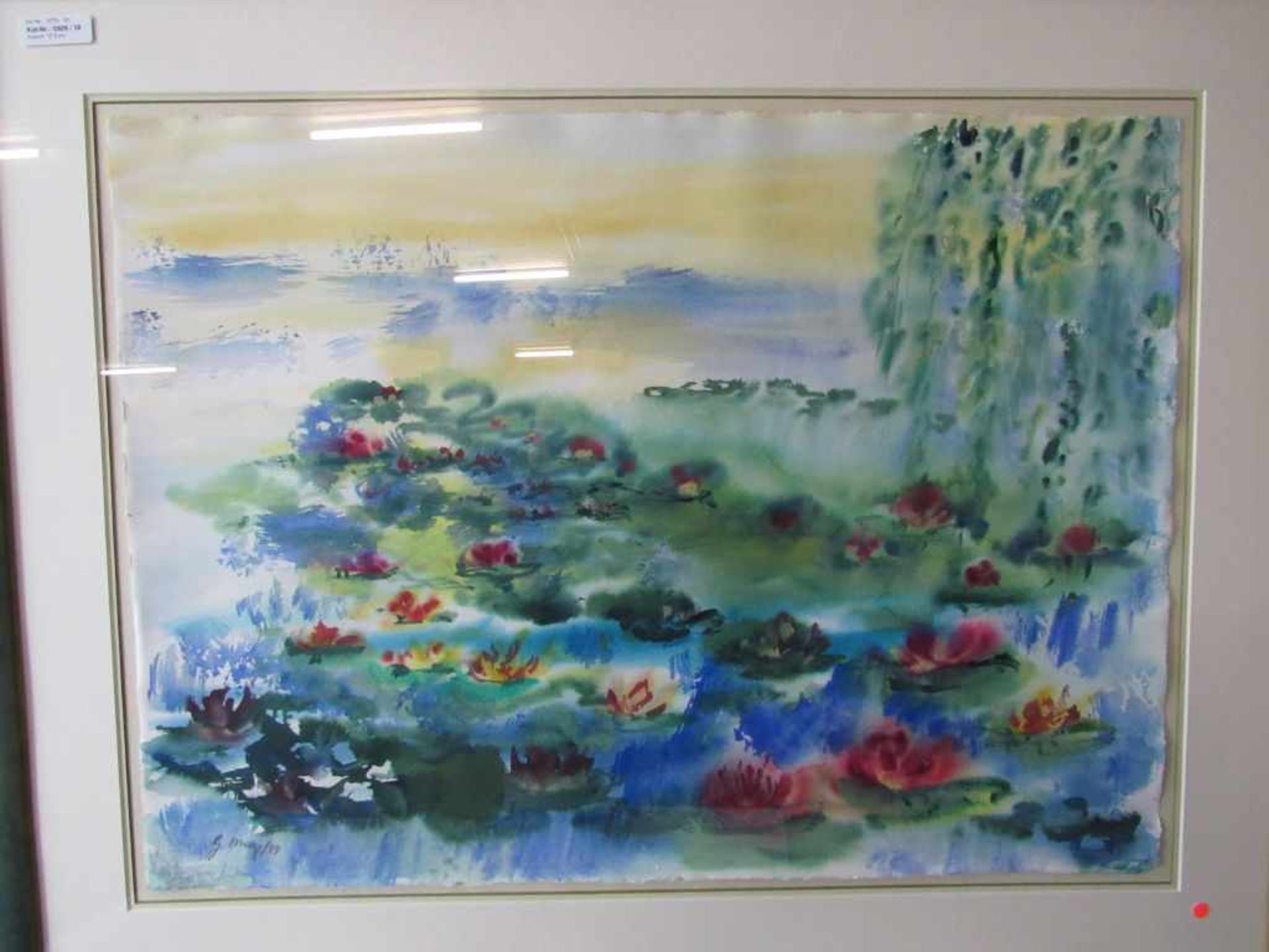Gemälde Teich Blumen ca. 102x82cm - Bild 3 aus 3