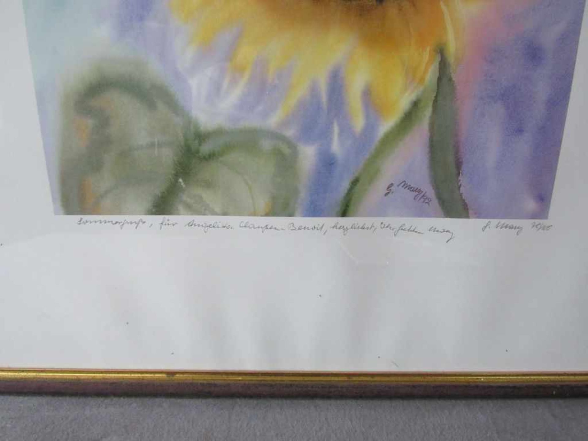 Grafik Sonnenblume signiert Blatt 78 von 100 52x68cm - Bild 2 aus 3