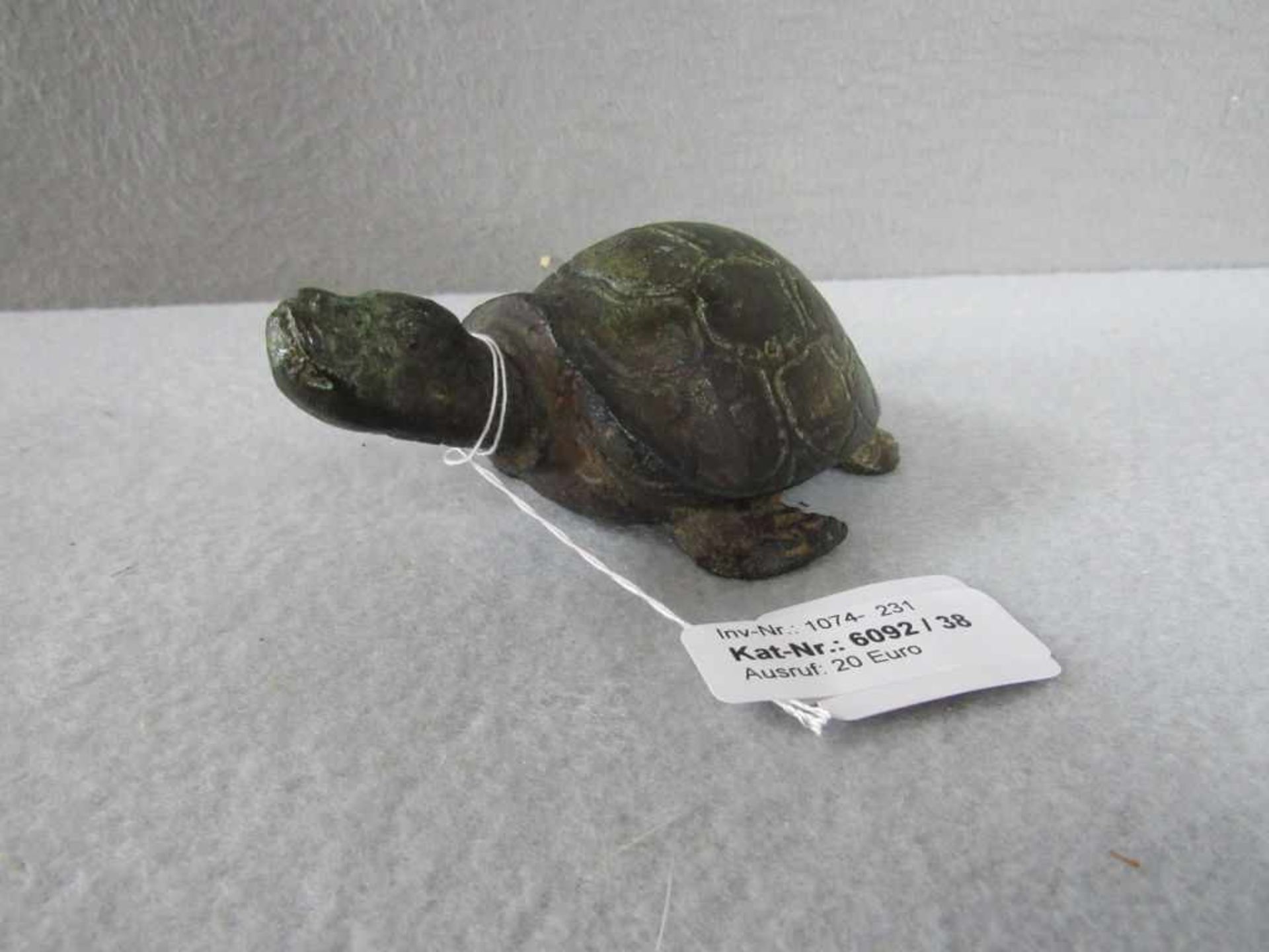 Bronzeskulptur asiatisch Schildkröte 13,5cm lang