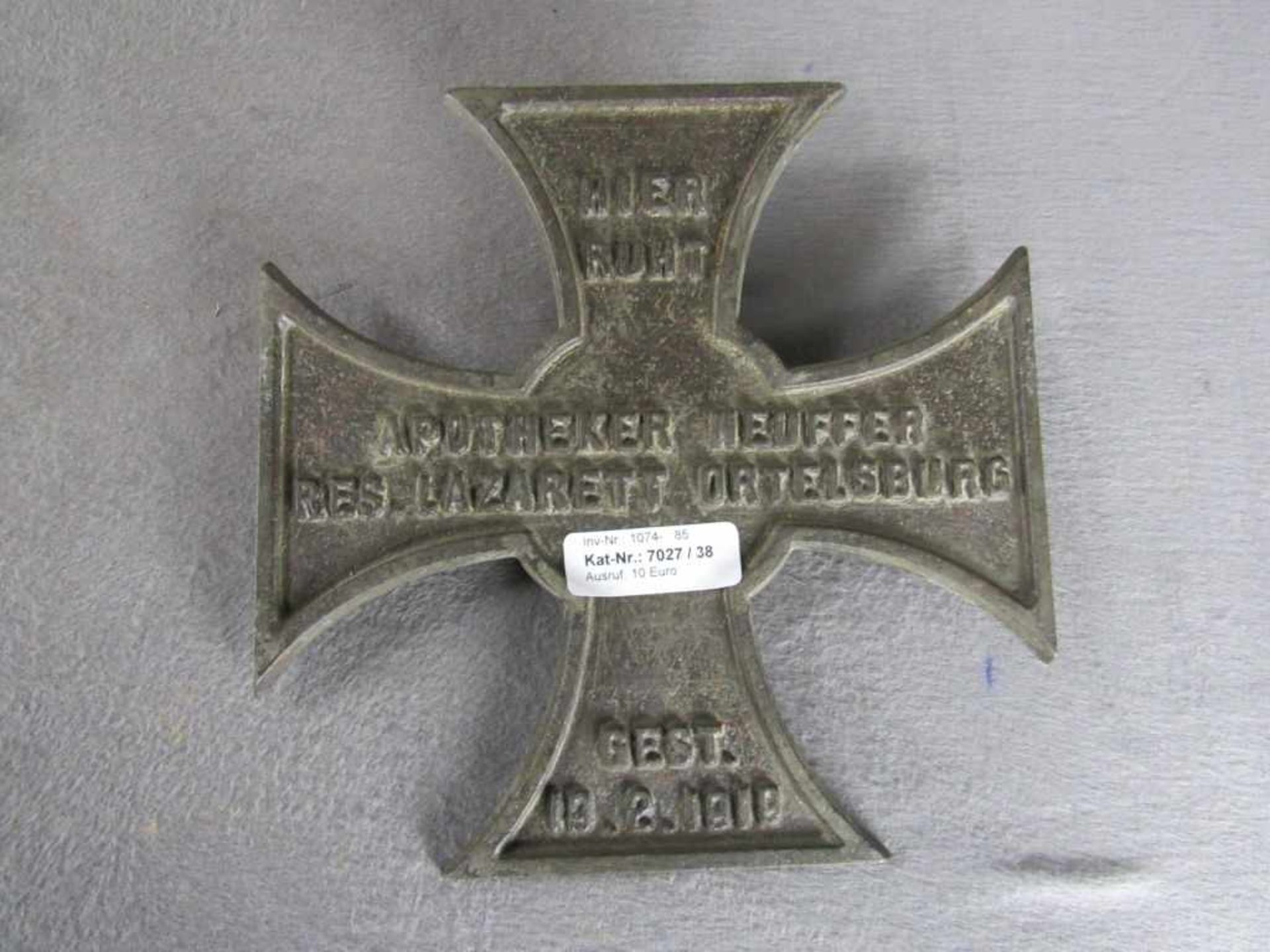 Eisernes Kreuz Sterbekreuz Gußeisen 1.Wk 23x23cm