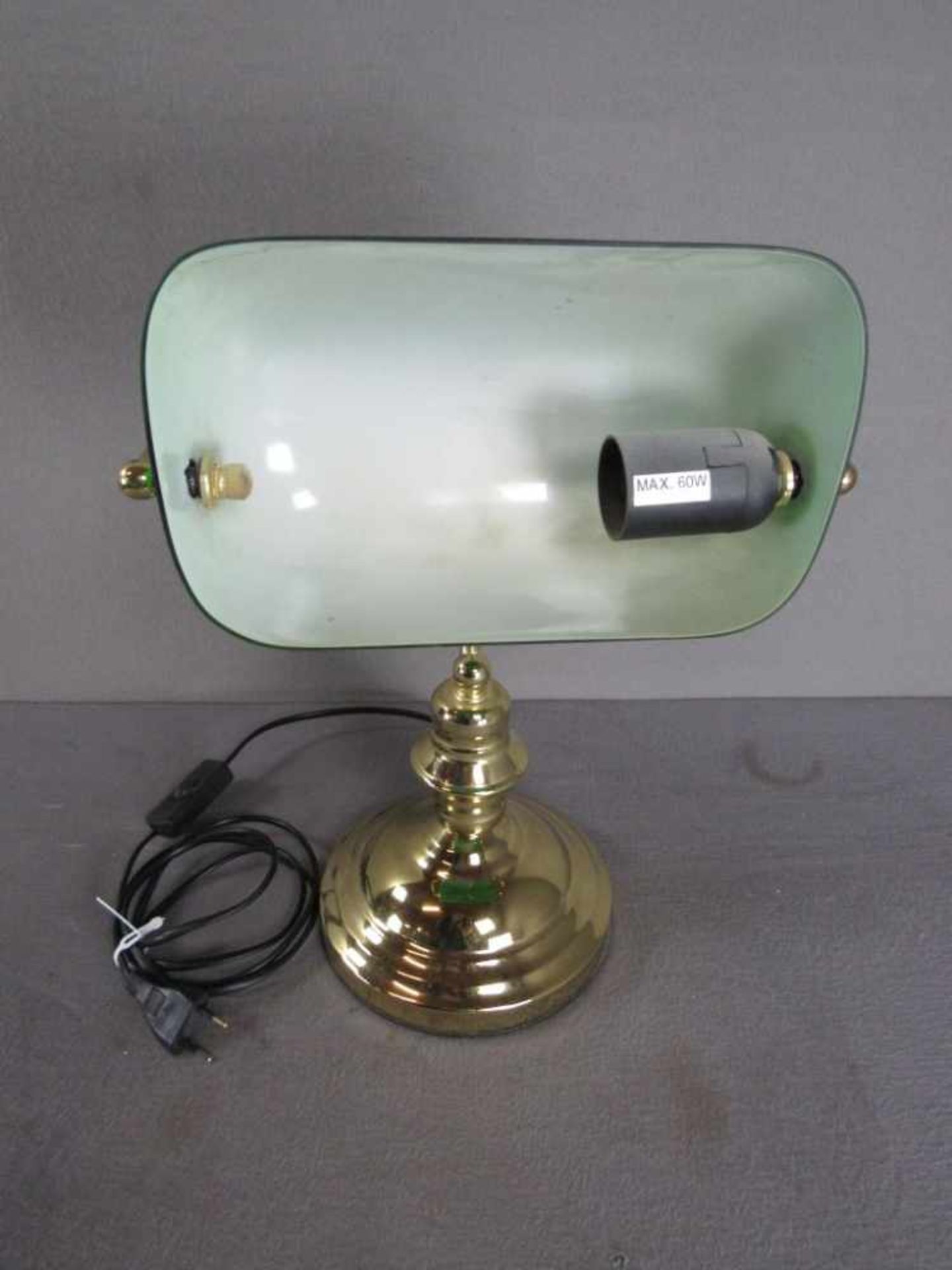 Bankerlampe Tischlampe Messing und Glas 36cm hoch - Bild 2 aus 2