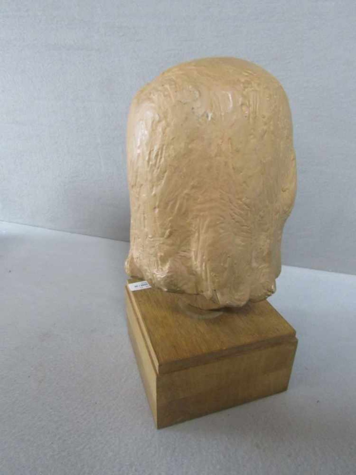 Büste Kopf auf Holzsockel Keramik Worpswede Höhe:40cm unsigniert - Bild 2 aus 3