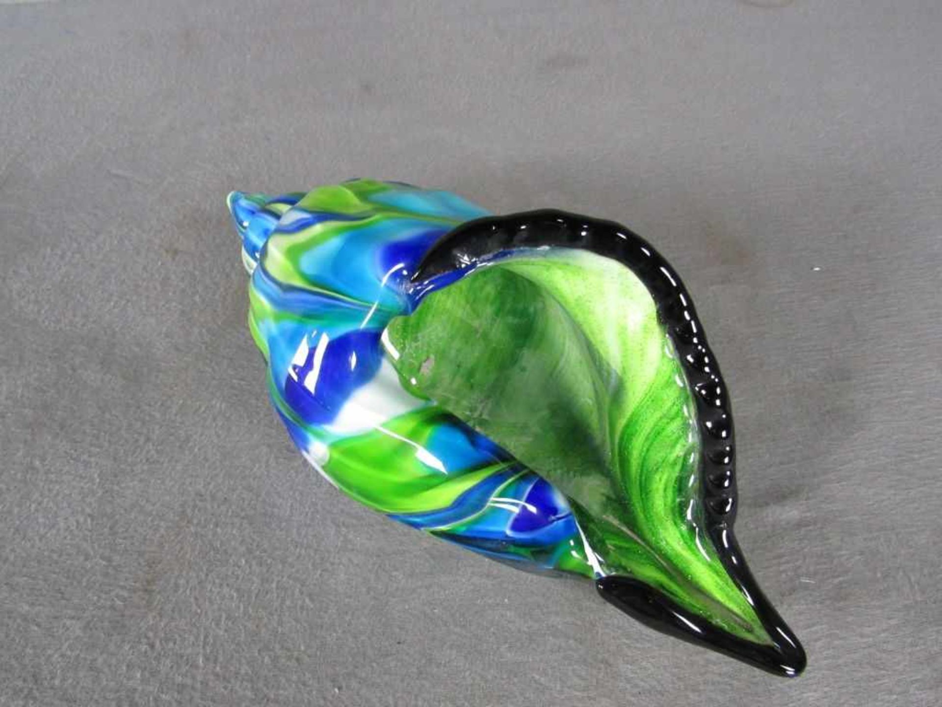 Glasmuschel innen Flitter, evtl. Murano L:30cm, farbenfroh - Bild 3 aus 3