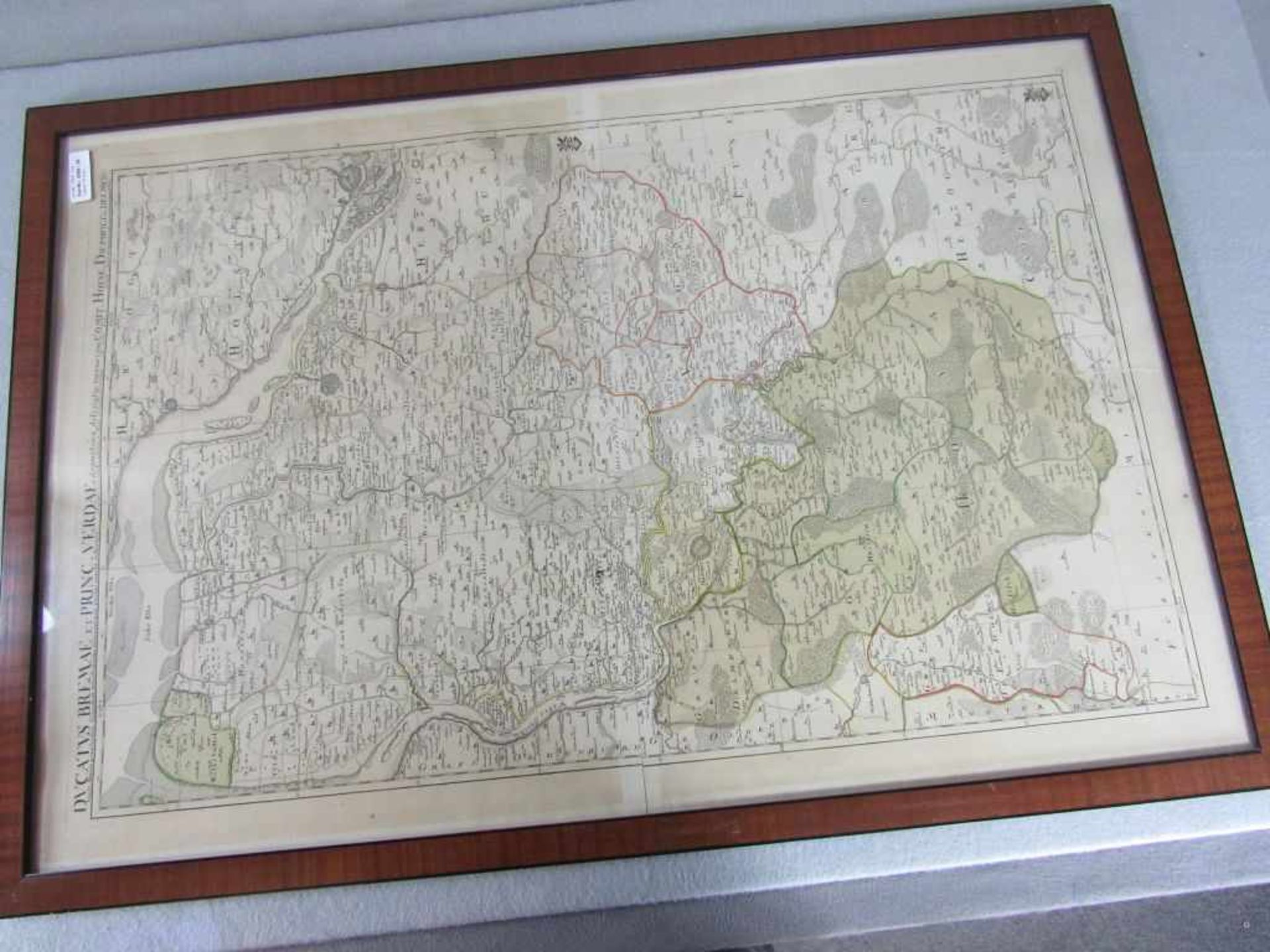 Große Landkarte gerahmt Darstellung unter anderem Hoya Diepholz original aus der Zeit 70x100cm