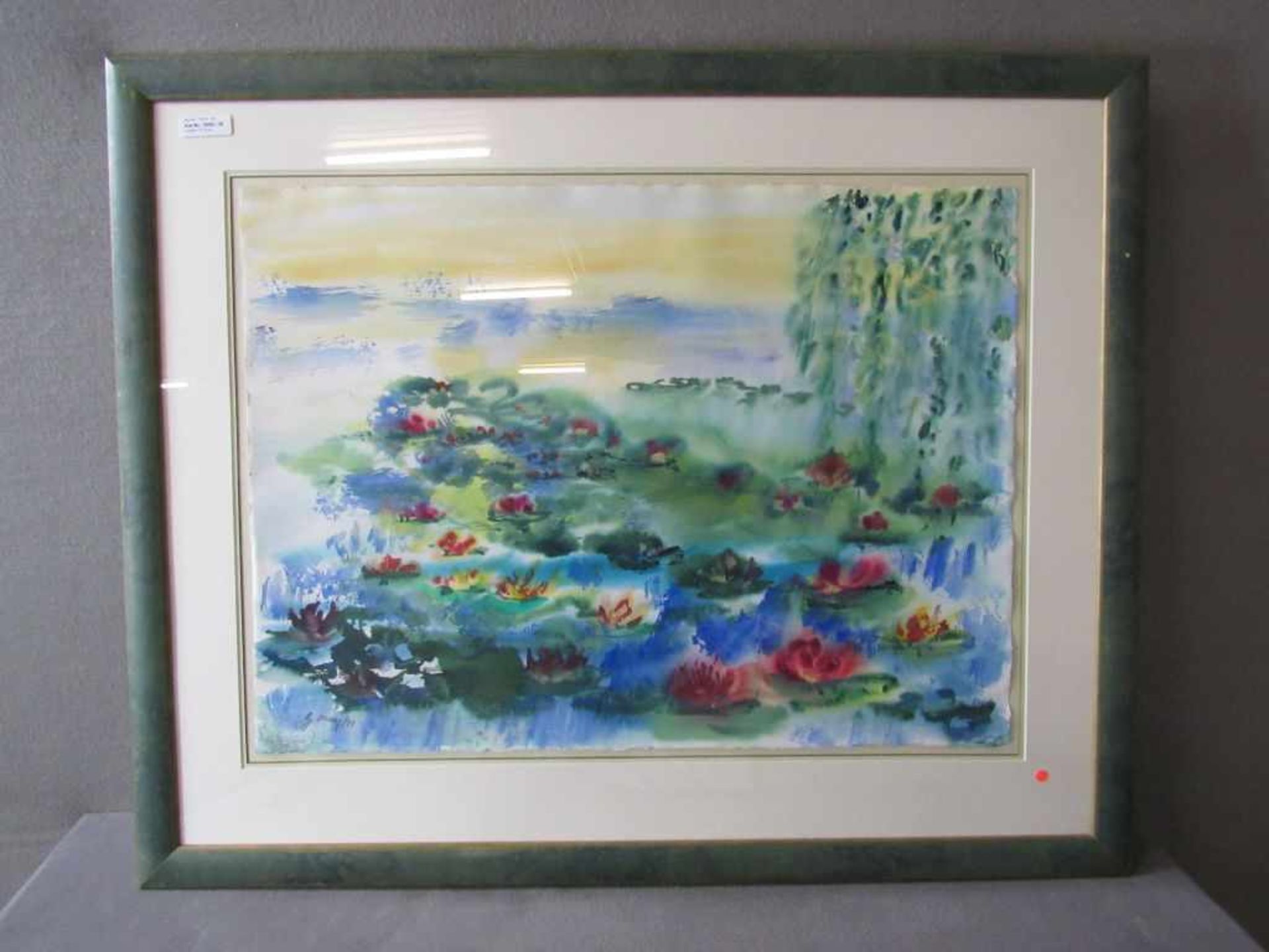 Gemälde Teich Blumen ca. 102x82cm