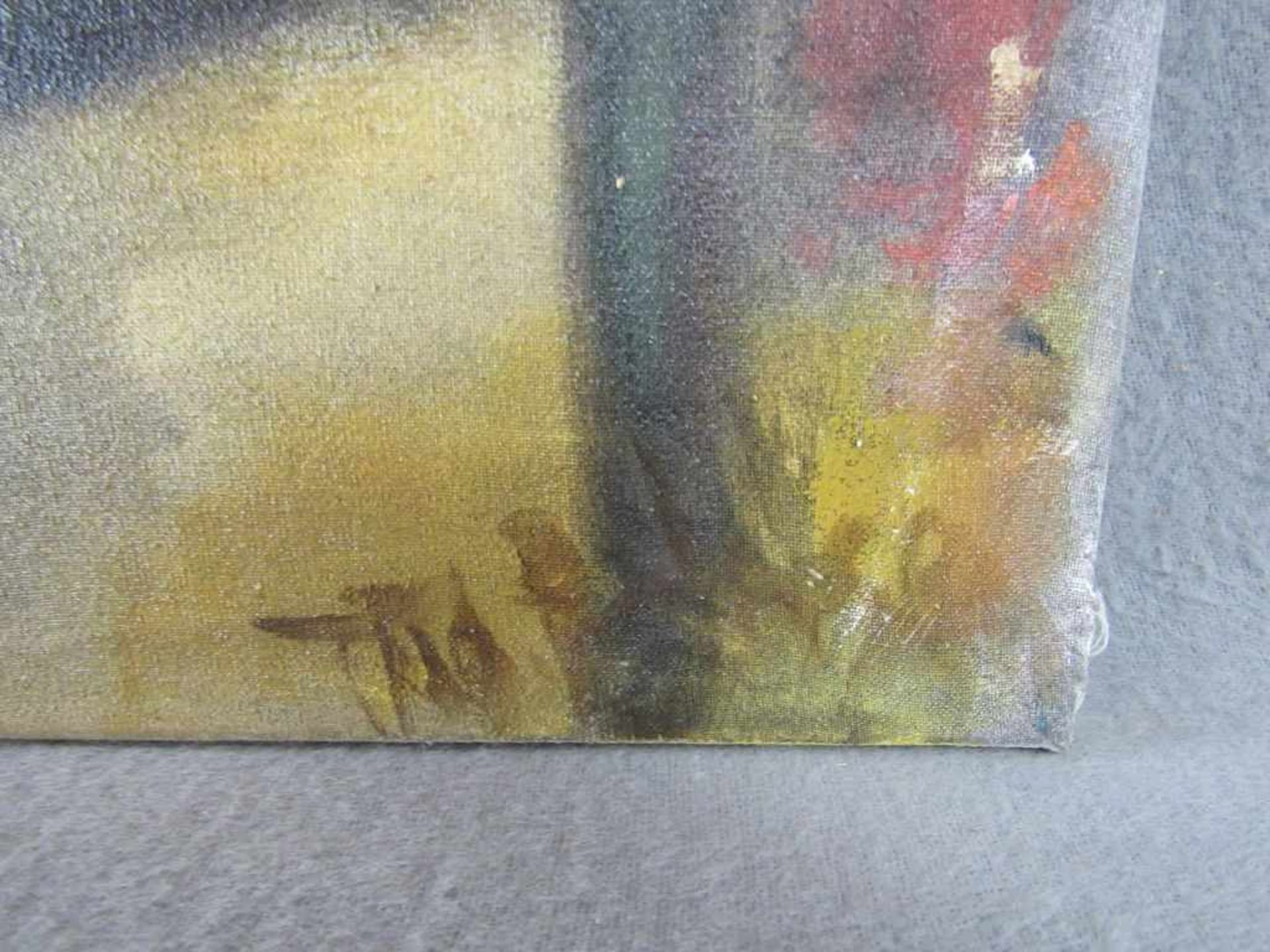 Gemälde Aktszene Öl auf Leinwand unleserlich signiert 55x70cm - Bild 2 aus 3