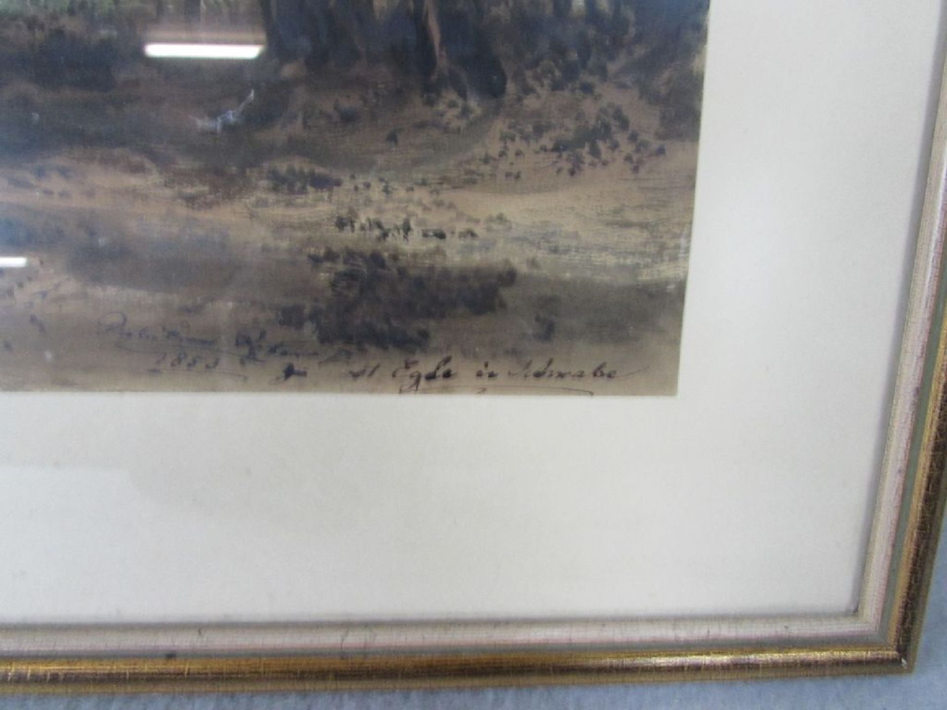 Aquarell datiert 1853 unleserlich signiert und betitelt ca. 35,5x45cm - Bild 3 aus 4
