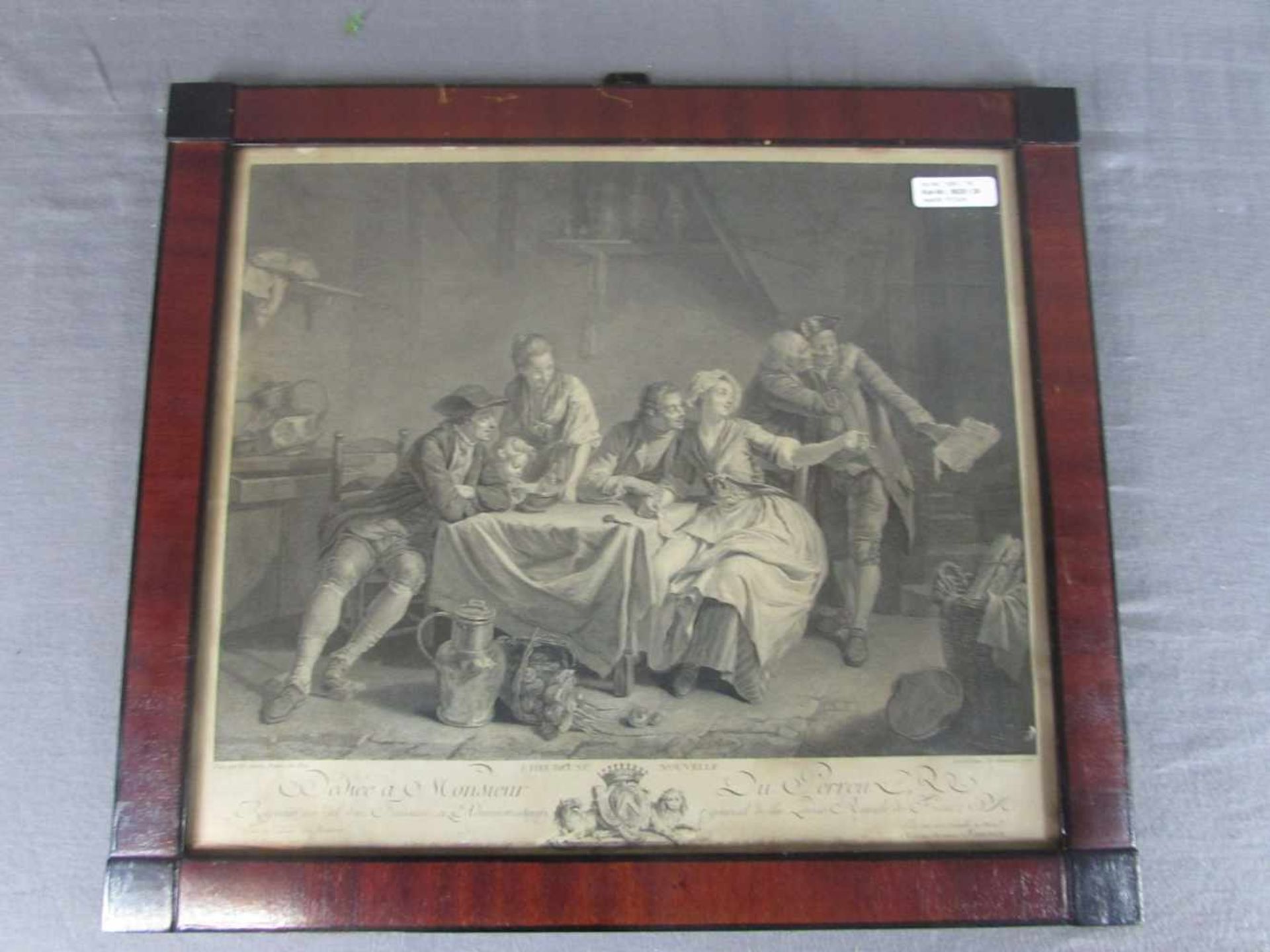 Druck, Französische Gesellschaft, interessante Rahmung, Maße 55,5x48,5cm - Bild 2 aus 4