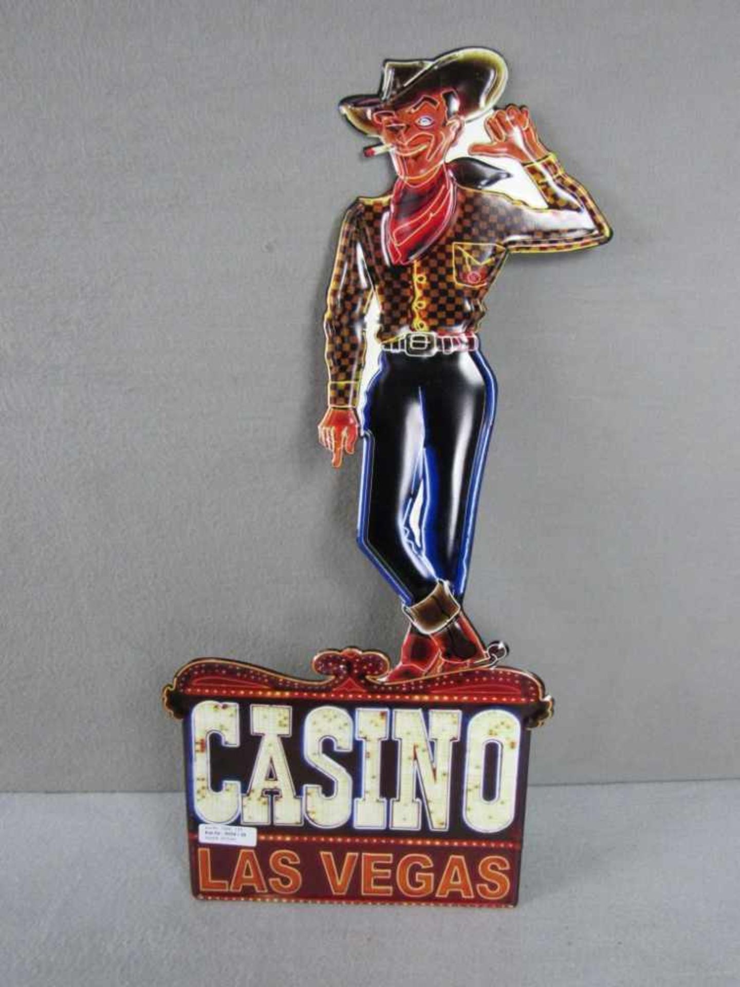 Reklameschild Blech Casino Las Vegas Cowboy 70 cm Höhe