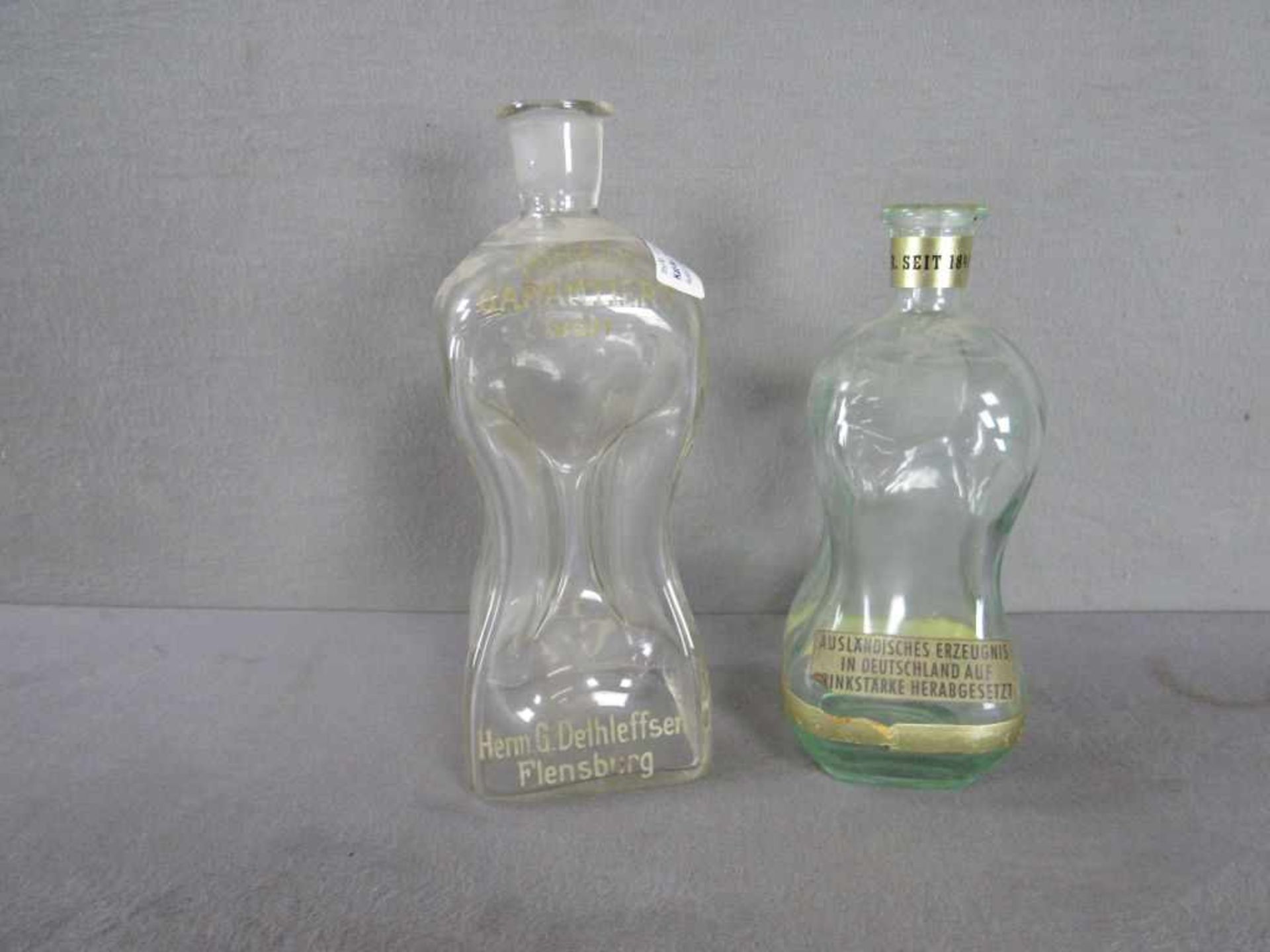 2 antike Schnapsflaschen Gluckerflaschen 26&21cm